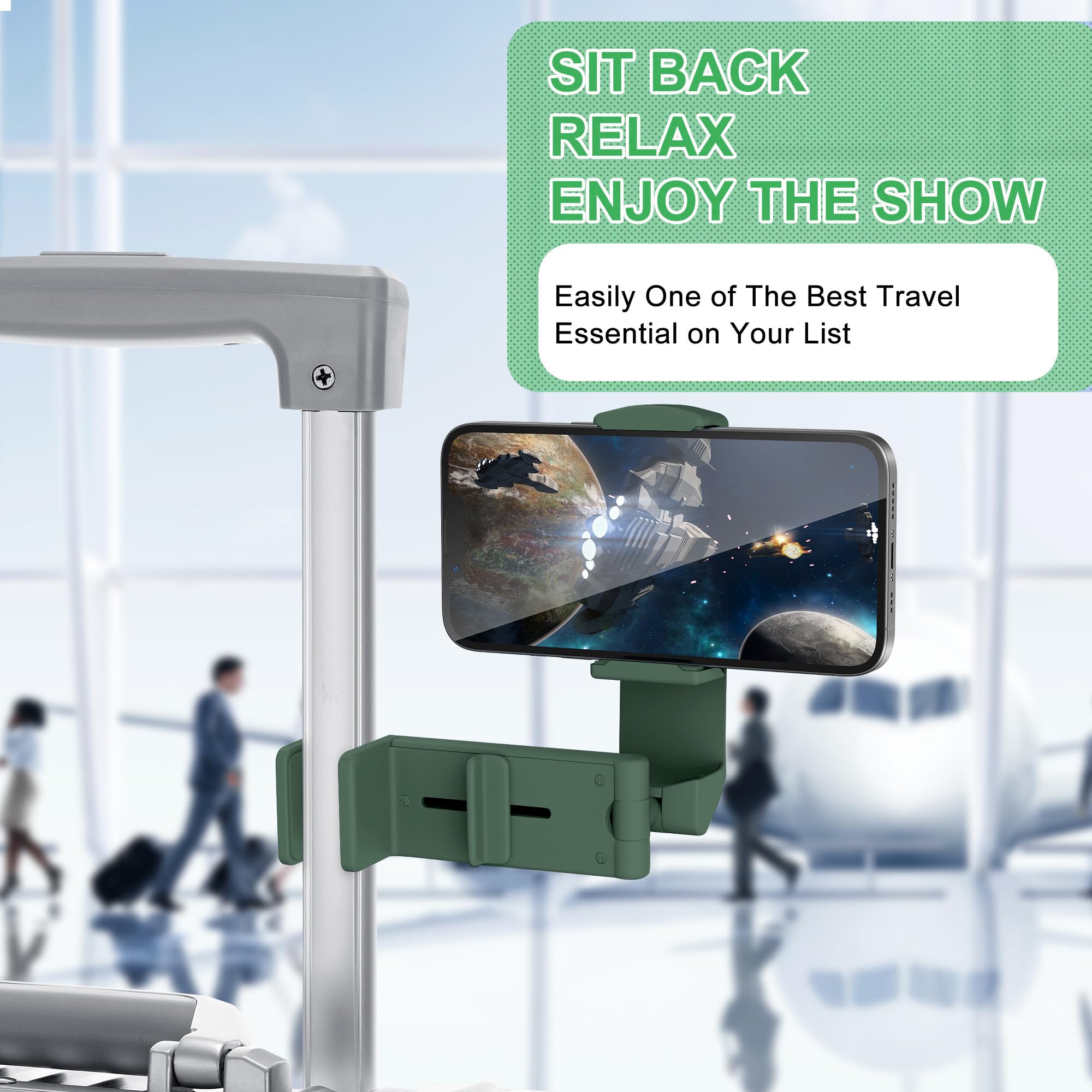 Perilogics Airplane Phone Holder Mount Universal In Flight Hands Free Viewing With Multi-Directional Dual 360 Degree Rotation (E