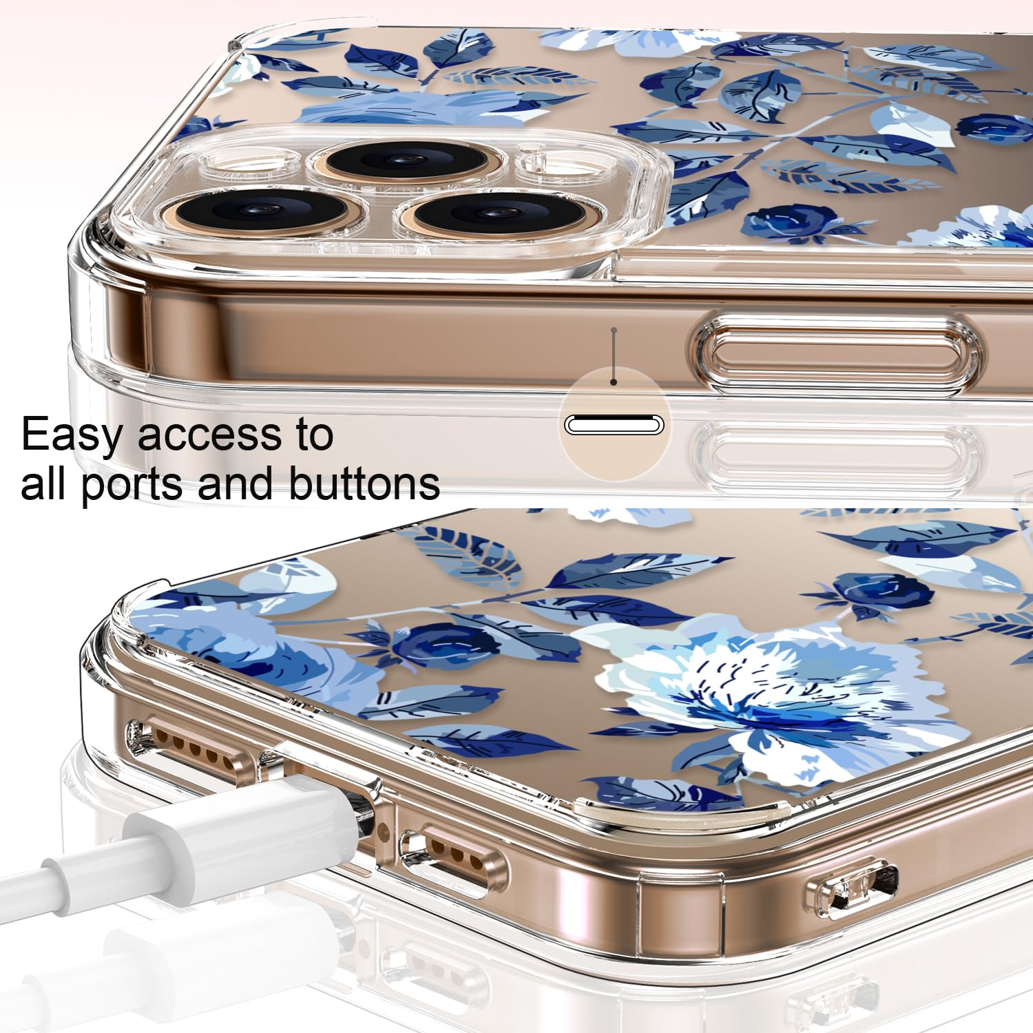 Luhouri For Iphone 16 Pro Case With Screen Protector   Crystal Clear Cover  Fashionable Pattern Design  Wireless Charging  Slim