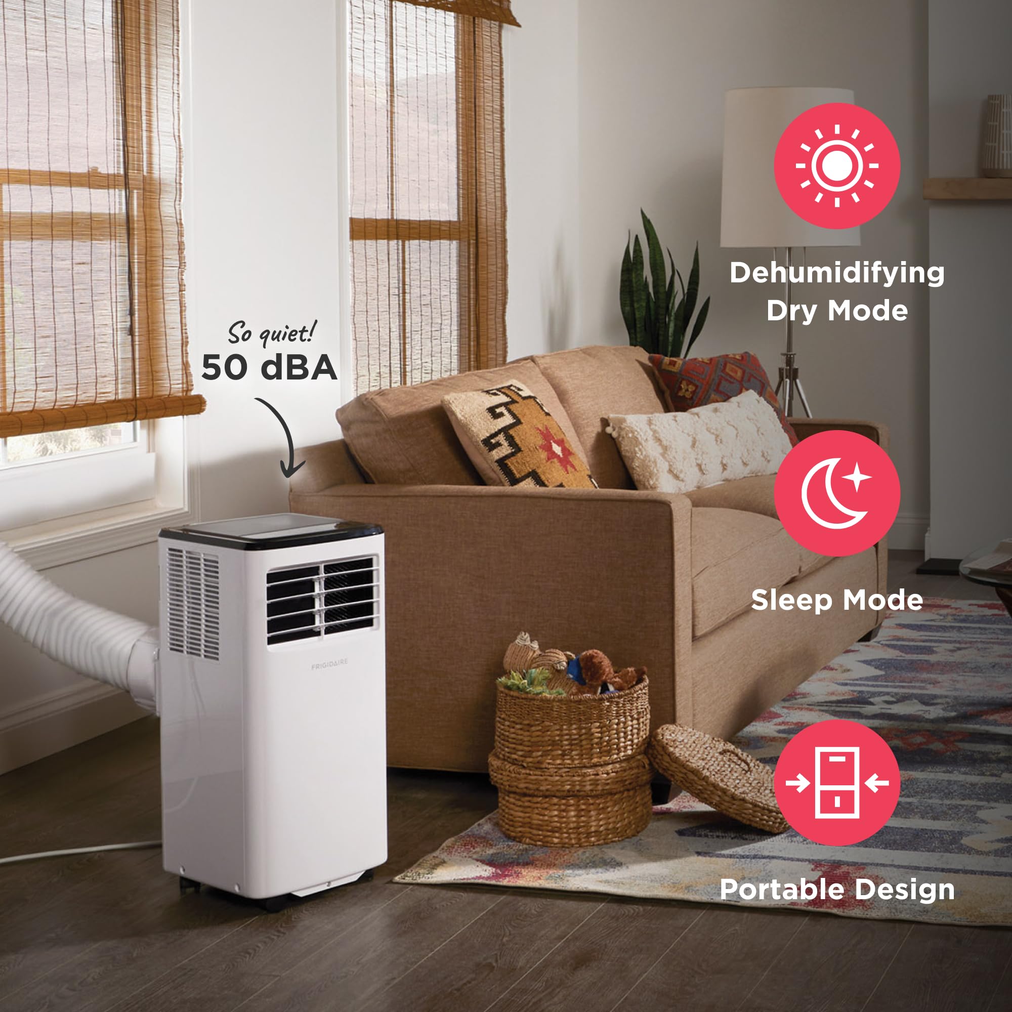 Frigidaire Portable Room Air Conditioner 8,000 Btu (Ashrae) / 5,500 Btu (Doe), Cools Up To 350 Sq. Ft., Quiet Operation, Dehumid