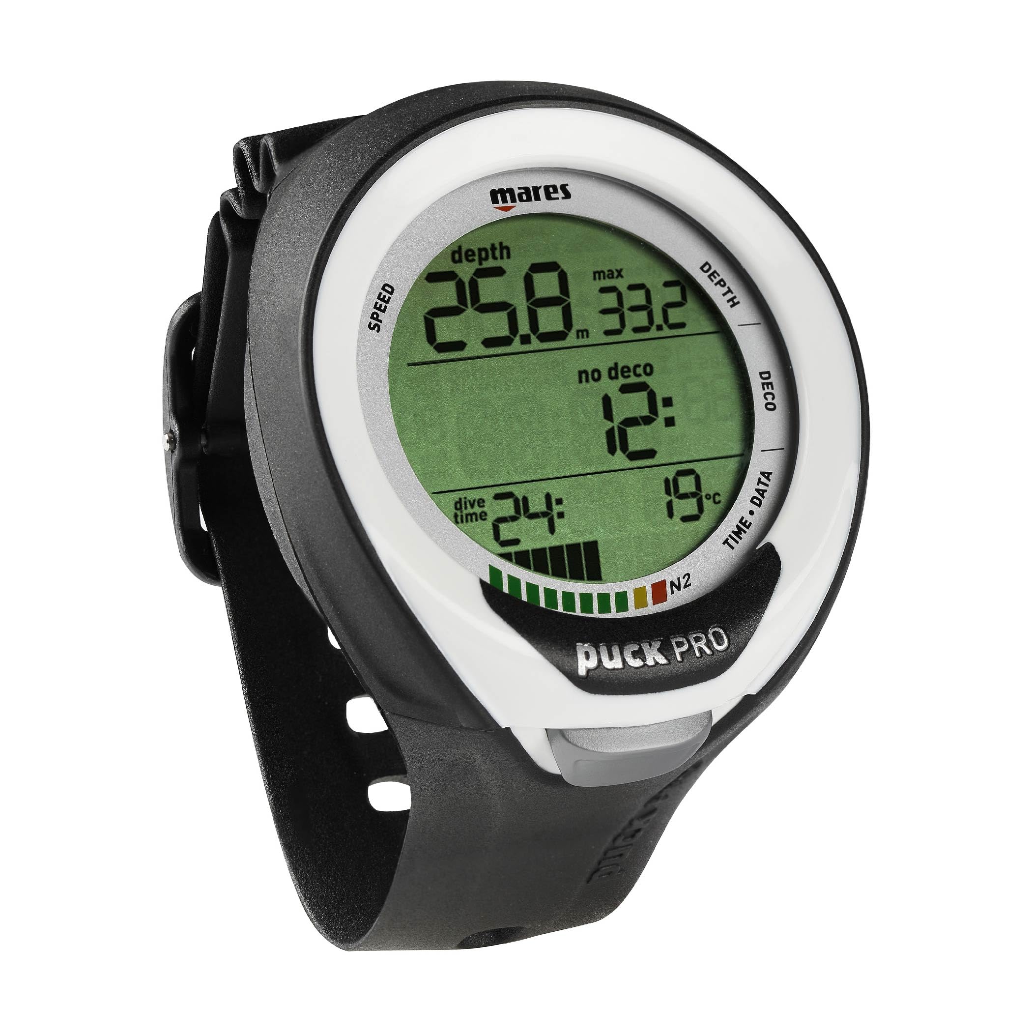 Mares Puck Pro+ Wrist Dive Computer | Ultra Flat Design Watch Style One Button Control Underwater Scuba Diving Computer, Black/W