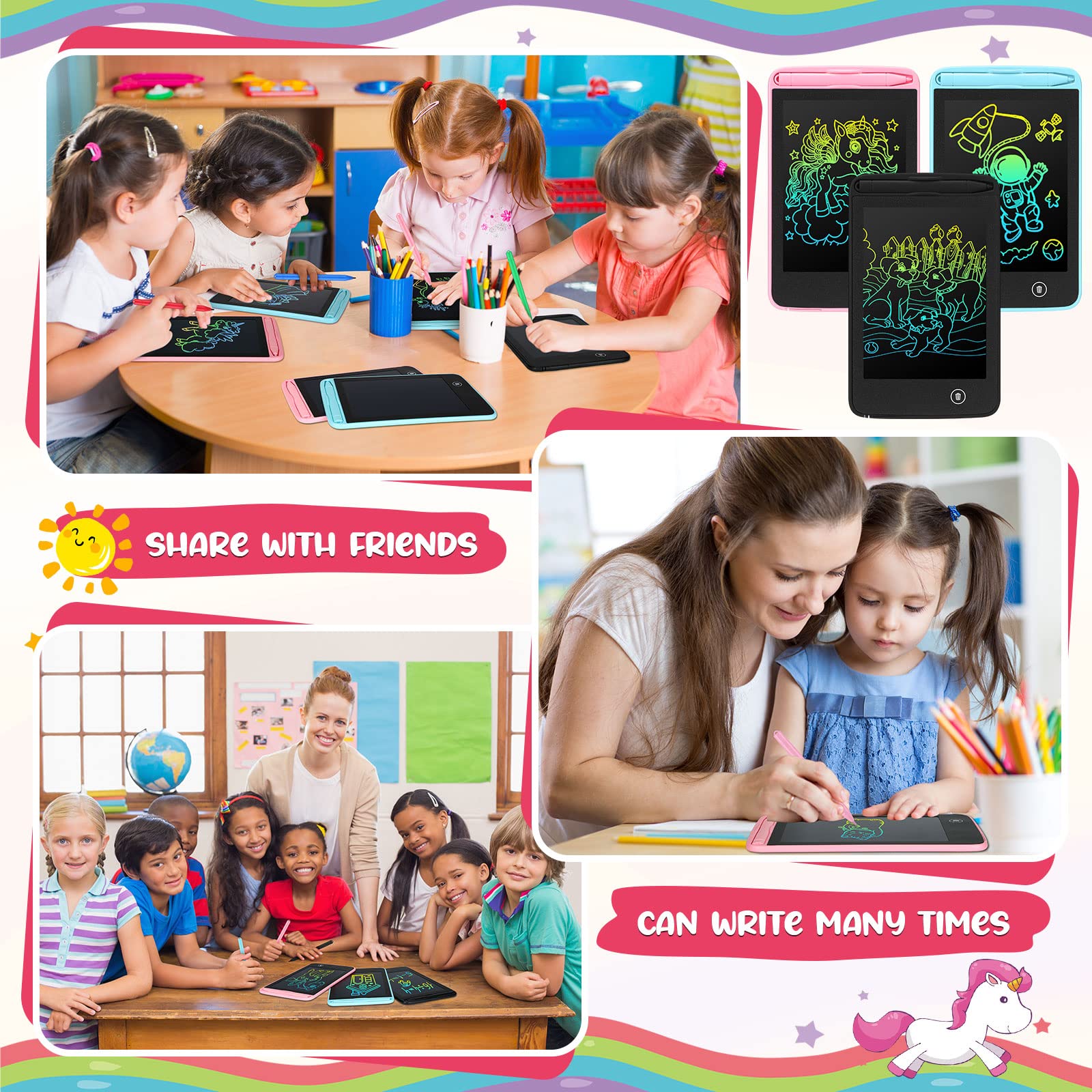Zhehao 20 Pcs Lcd Writing Tablet For Kids 6.5 Inch Colorful Doodle Board Lcd Writing Board Kids Portable Electronic Drawing Boar