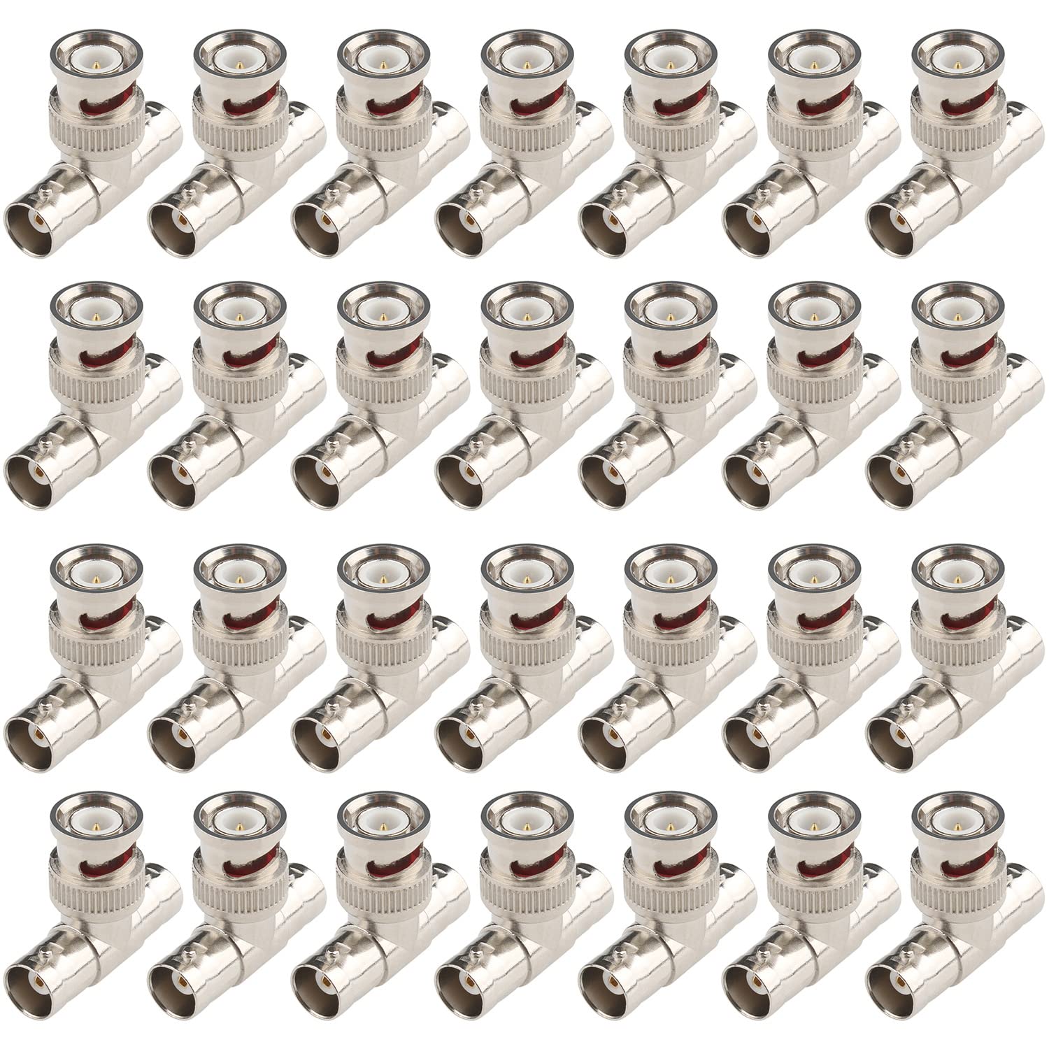 Bnc Splitter Adapter 28 Pcs Bnc Male To 2 Female Coax Connector Bnc Triple Tee T Adapter Bnc 3 Way T Type Plug For Coaxial Cable