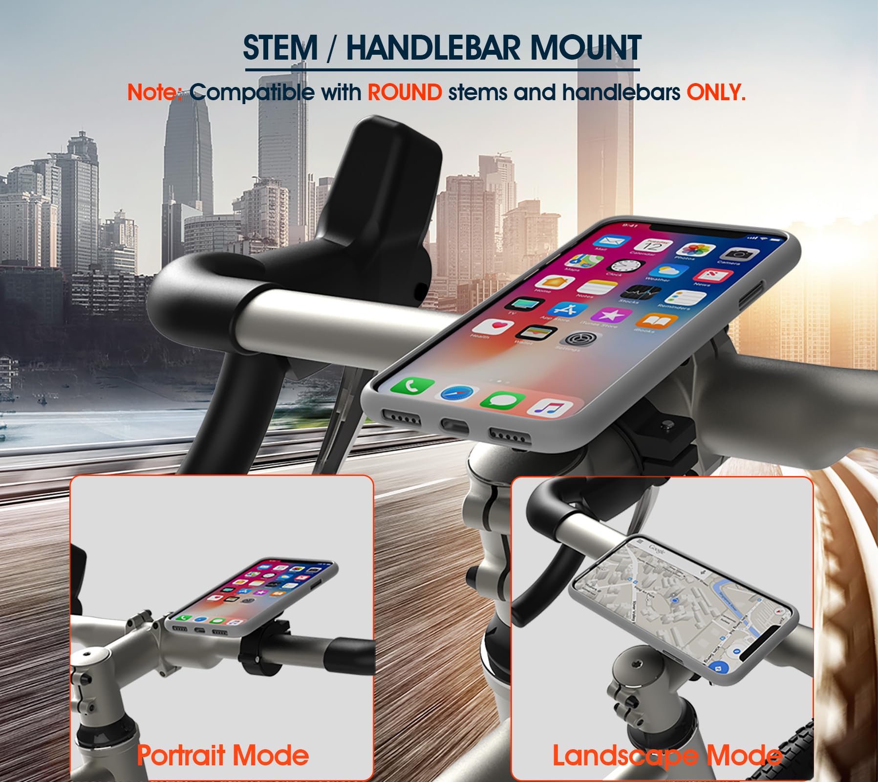 Sincetop Bike Phone Mount, Quick Release Motorcycle/Bicycle Phone Holder - Robust Aluminum Stem Phone Mount For Mtb/Mountain/Roa
