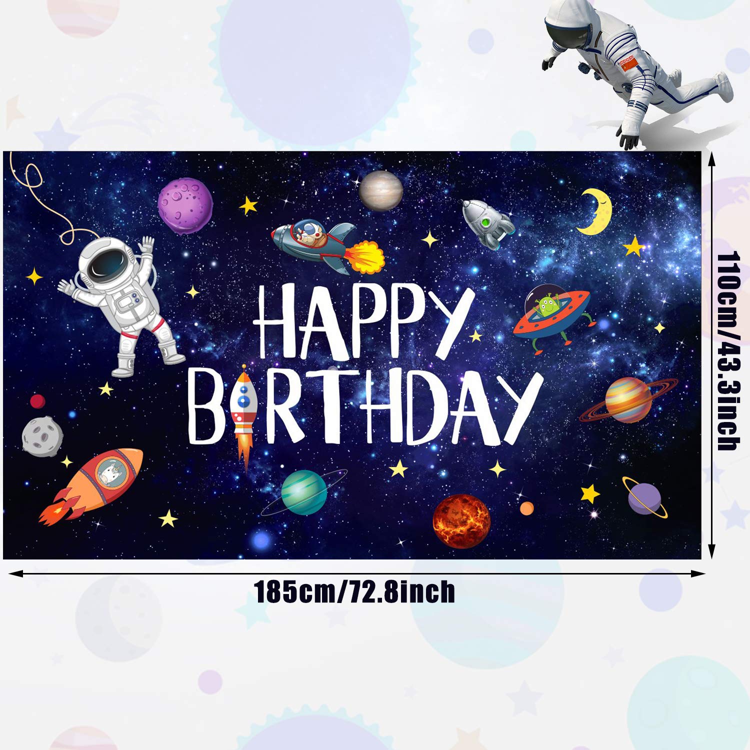 Boao Space Happy Birthday Photography Background Astronaut Rocket Backdrop Banner For Childrens Birthday Galaxy Planet Party Ph
