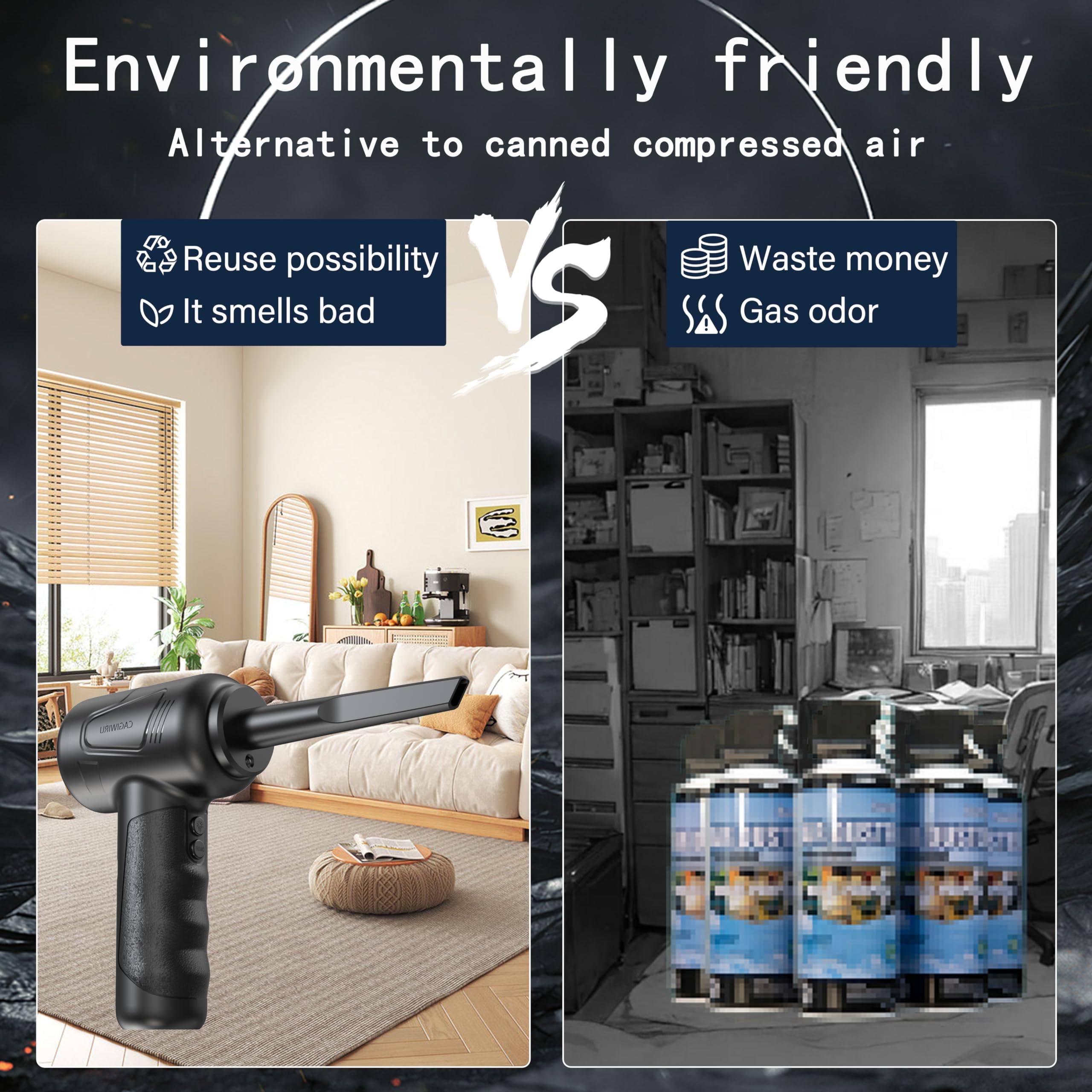 Compressed Air Duster 4.0,Cordless Air Blower,Electric Air Duster For Cleaning Keyboard&Pc,Air Cleaning Kit, 3 Speed Duster Clea