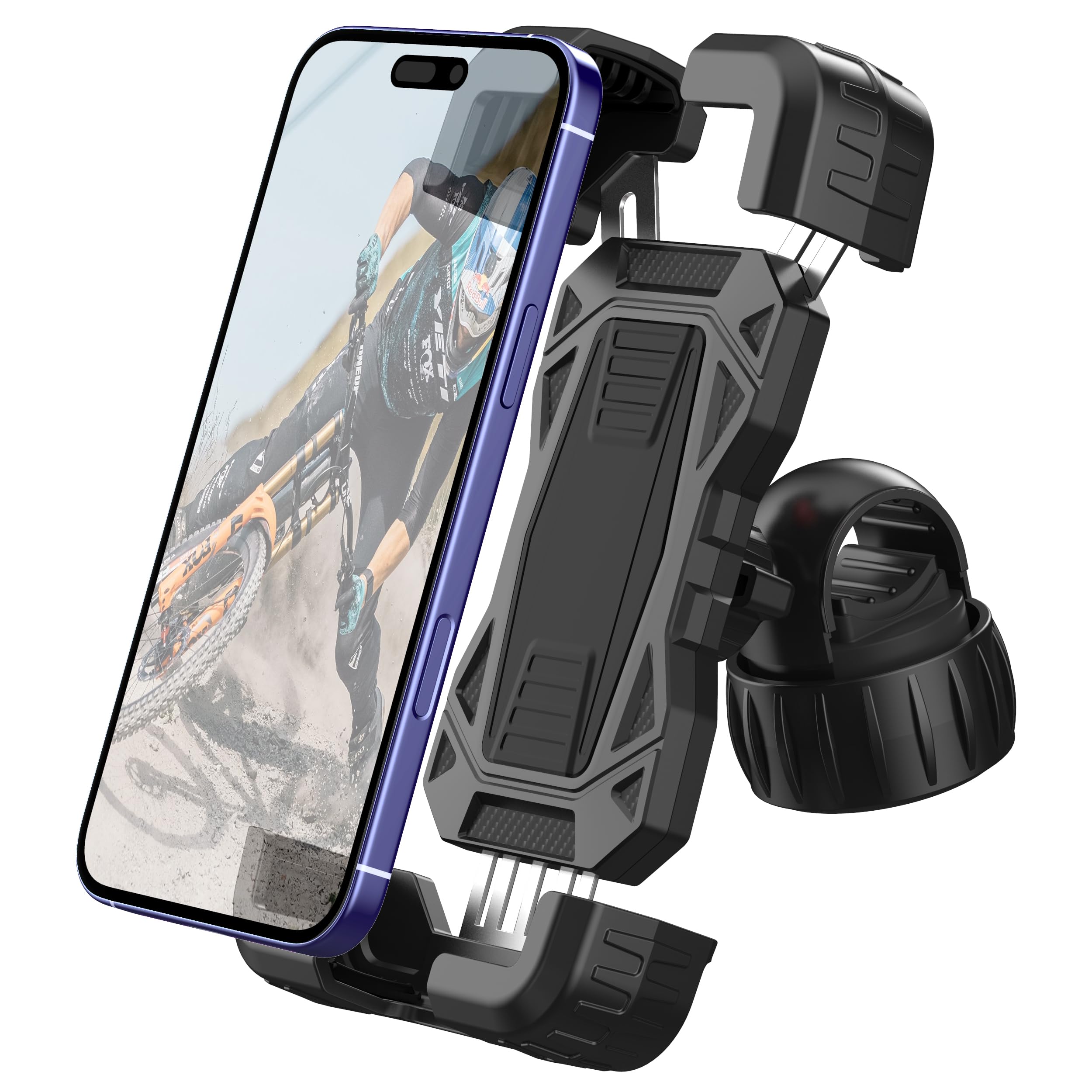 Juspro Bike Phone Holder Motorcycle Phone Mount, Upgrade Bicycle Handlebar Mount Compatible With Iphone 16/15 Pro Max / 14 Plus,