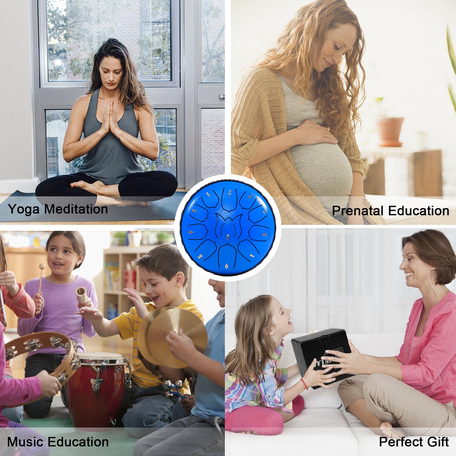 Jytmus Steel Tongue Drum 11 Notes 6 Inches Rain Drum For Outside With Drum Bag, Music Book, Drum Mallets, Mallet Holder, Finger