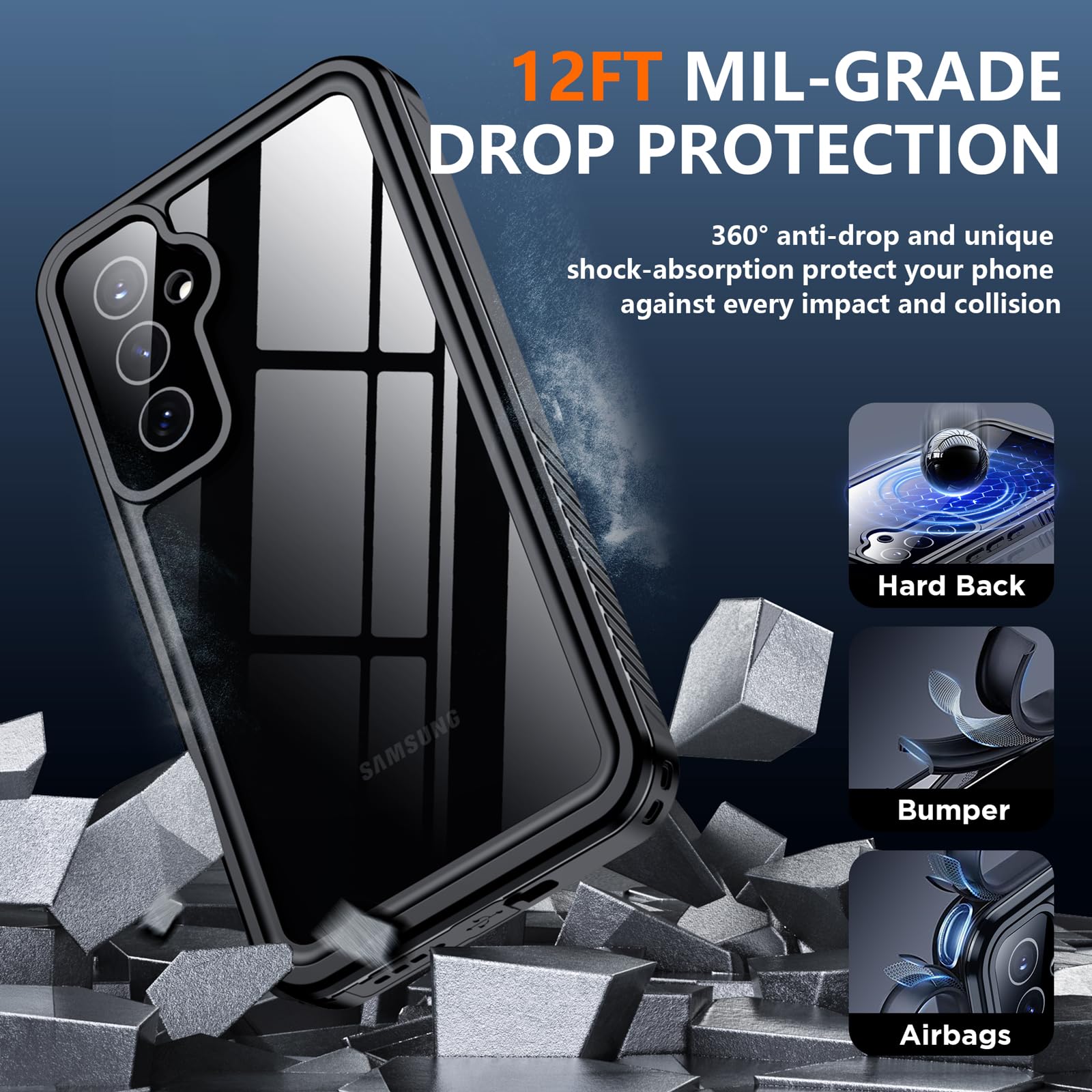 Spidercase For Samsung Galaxy A54 5G Case Waterproof, [12Ft Military Grade Drop Protection] [Ip68 Water Resistance] Full Body He