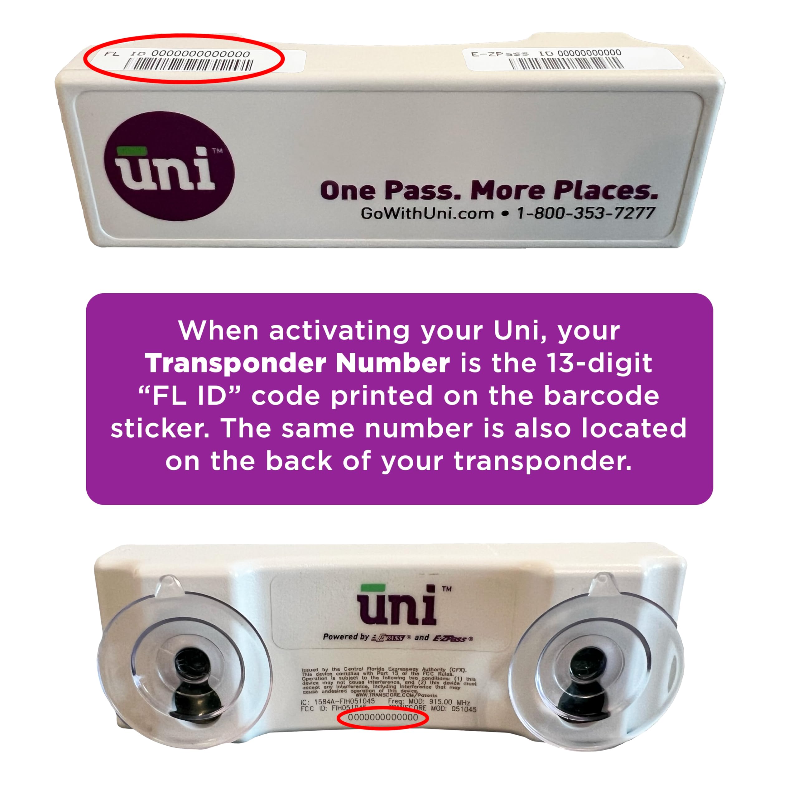Uni Prepaid Portable Toll Pass By E Pass   Works In 19 States Including Fl, Ga, Nc, Va, Wv, Md, De, Nj, Ny, Pa, Ma, Ri, Nh, Me,