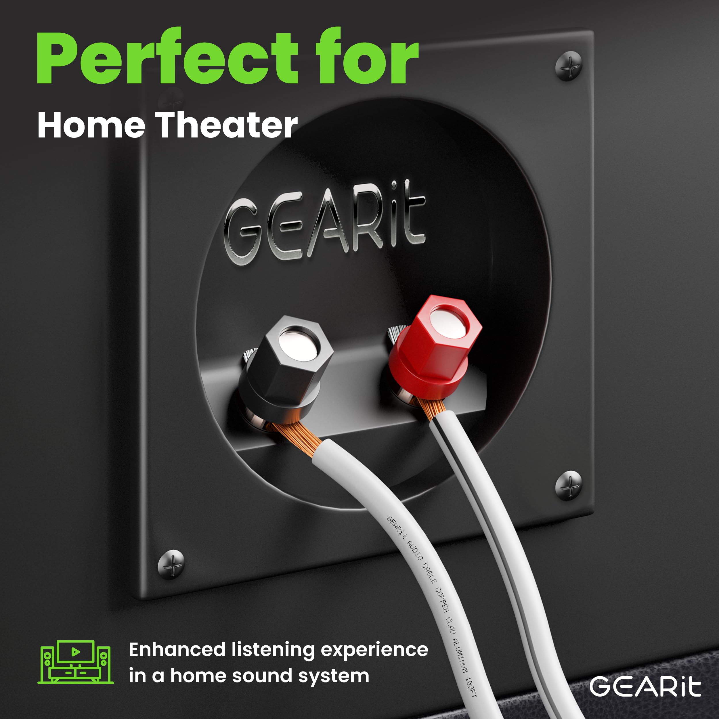 14Awg Speaker Wire, Gearit Pro Series 14 Awg Gauge Speaker Wire Cable (100 Feet / 30.48 Meters) Great Use For Home Theater Speak