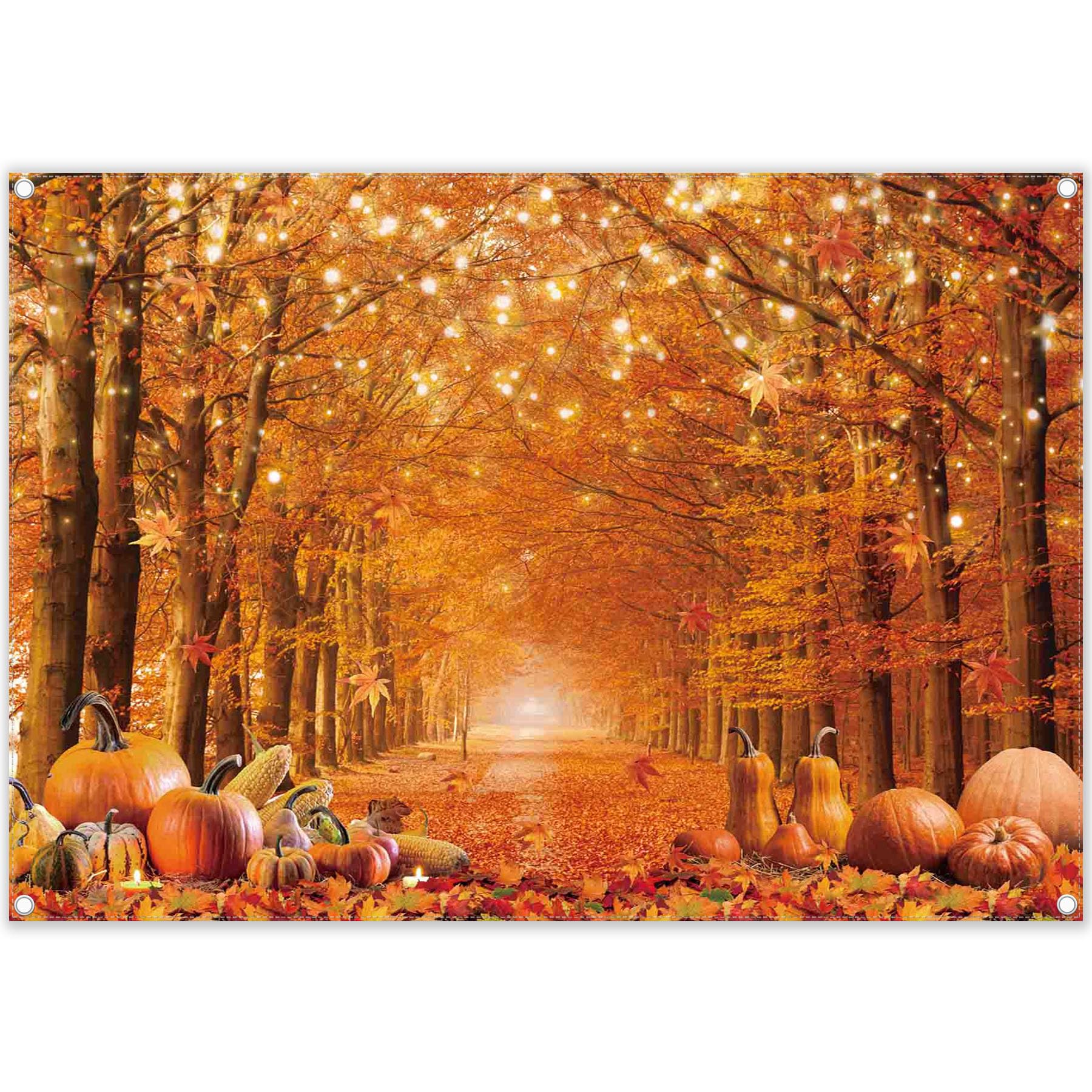 Swepuck 7X5Ft Fall Photography Backdrop Autumn Maple Leaves Pumpkin Friendsgiving Background Thanksgiving Party Supplies Farm Ha