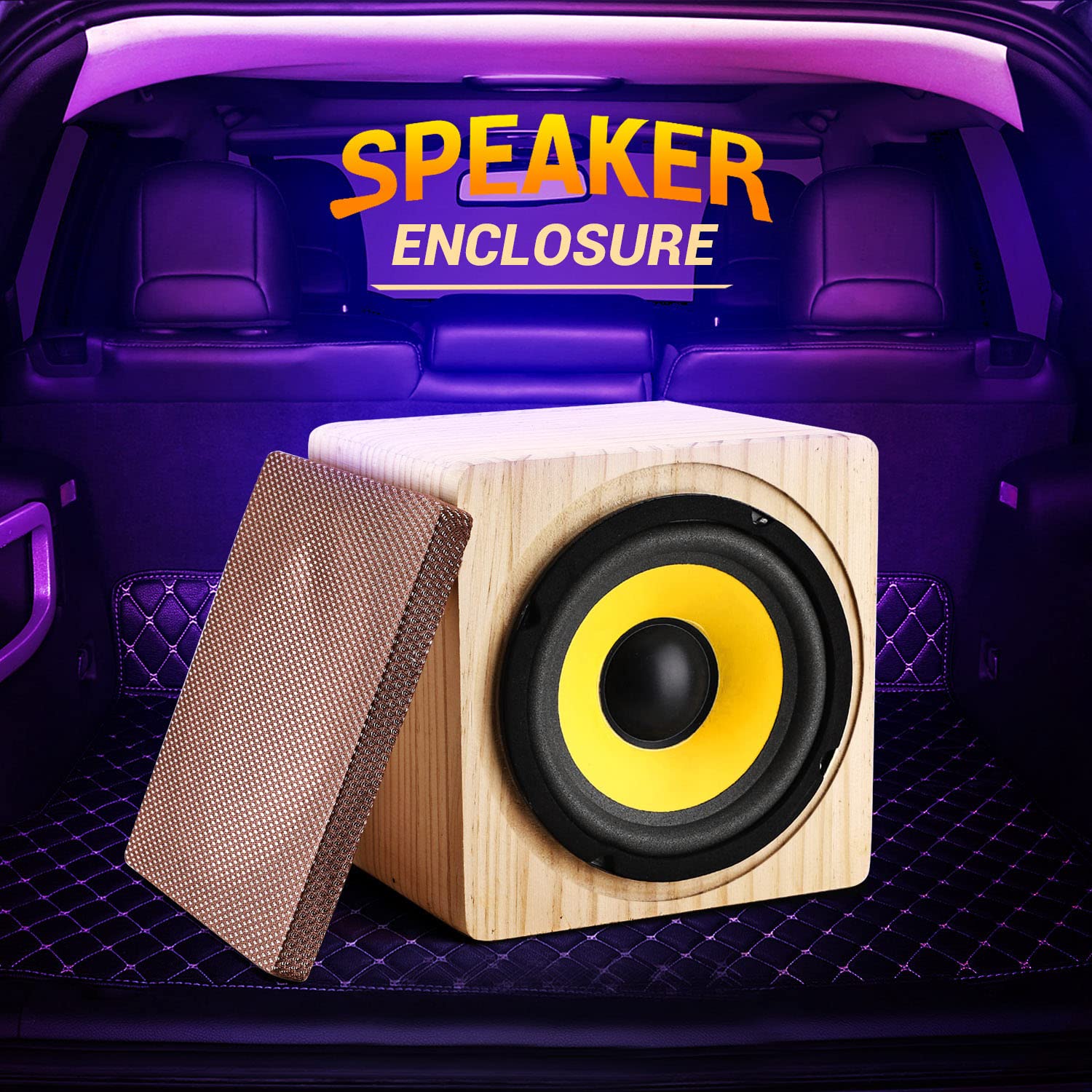 Facmogu 8In Ported Wooden Speaker Enclosure, Single Car Wood Speaker Enclosure With Sound Absorbing Cotton & Speaker Terminal Cup, Vented Speaker Box Enclosure