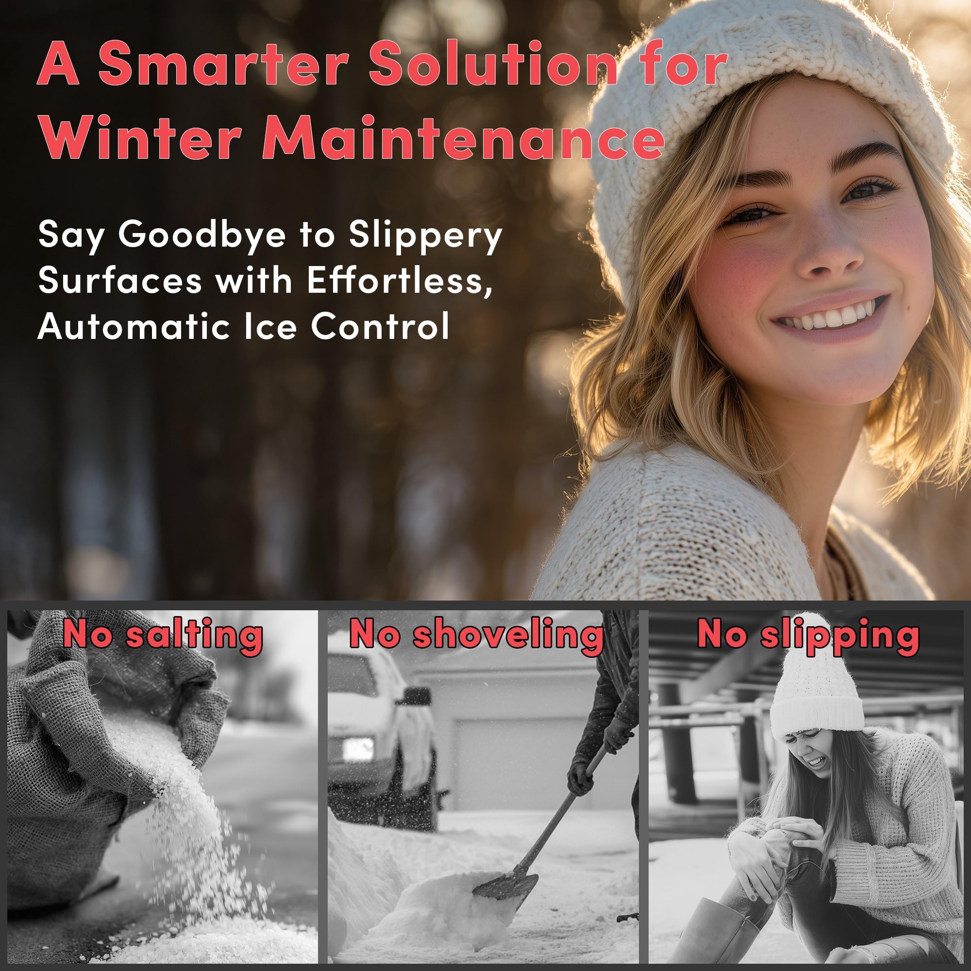 Electric Snow And Ice Melting Underground Cable 377 Feet, Covers 125 Sqft At Up To 38 Watts/Sqft, 240V - Radiant Heated Driveway