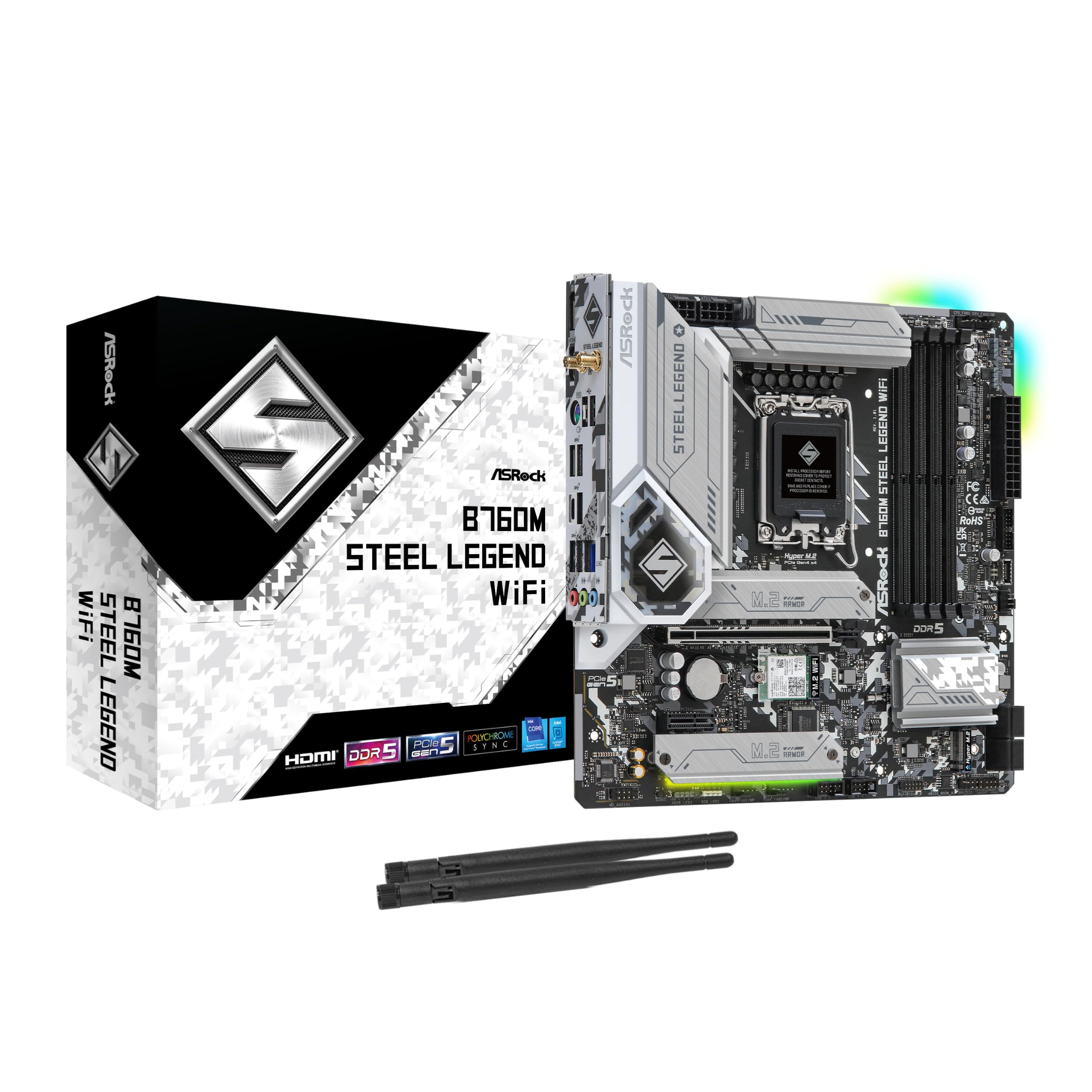 ASRock MB B760M Steel Legend WiFi B760 LGA1700 Max128GB DDR5 Micro ATX Retail