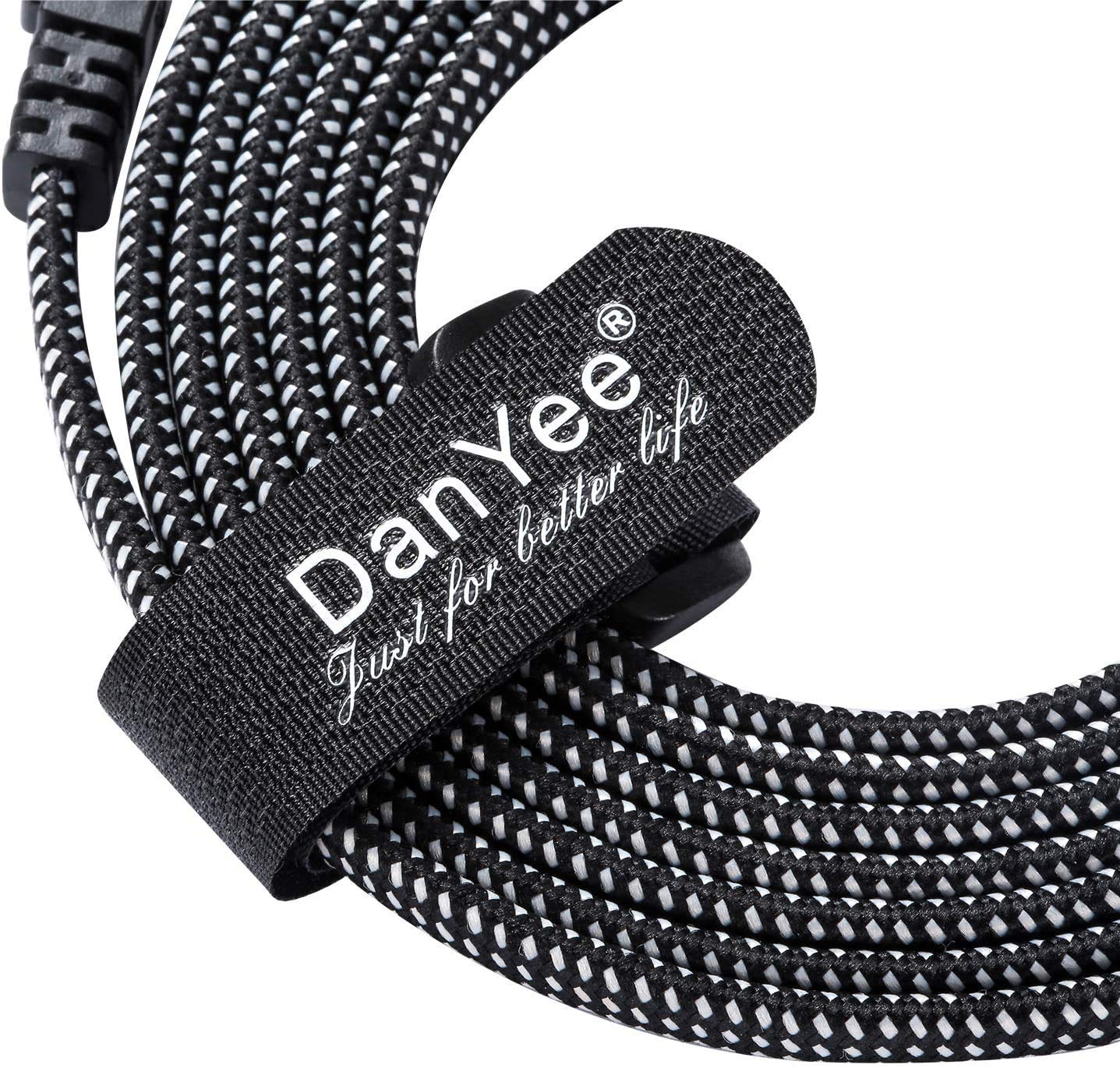 Danyee Cat 8 Ethernet Cable, 3Ft, Nylon Braided, High Speed, Rj45, 2000 Mhz, Black