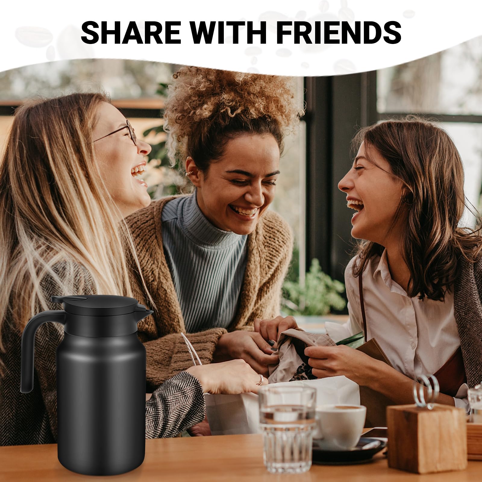 Wyhvand 51Oz Thermal Coffee Carafe For Hot/Cold, Stainless Steel Thermos Carafe For Hot Liquids, Dustproof Insulated Hot Water C