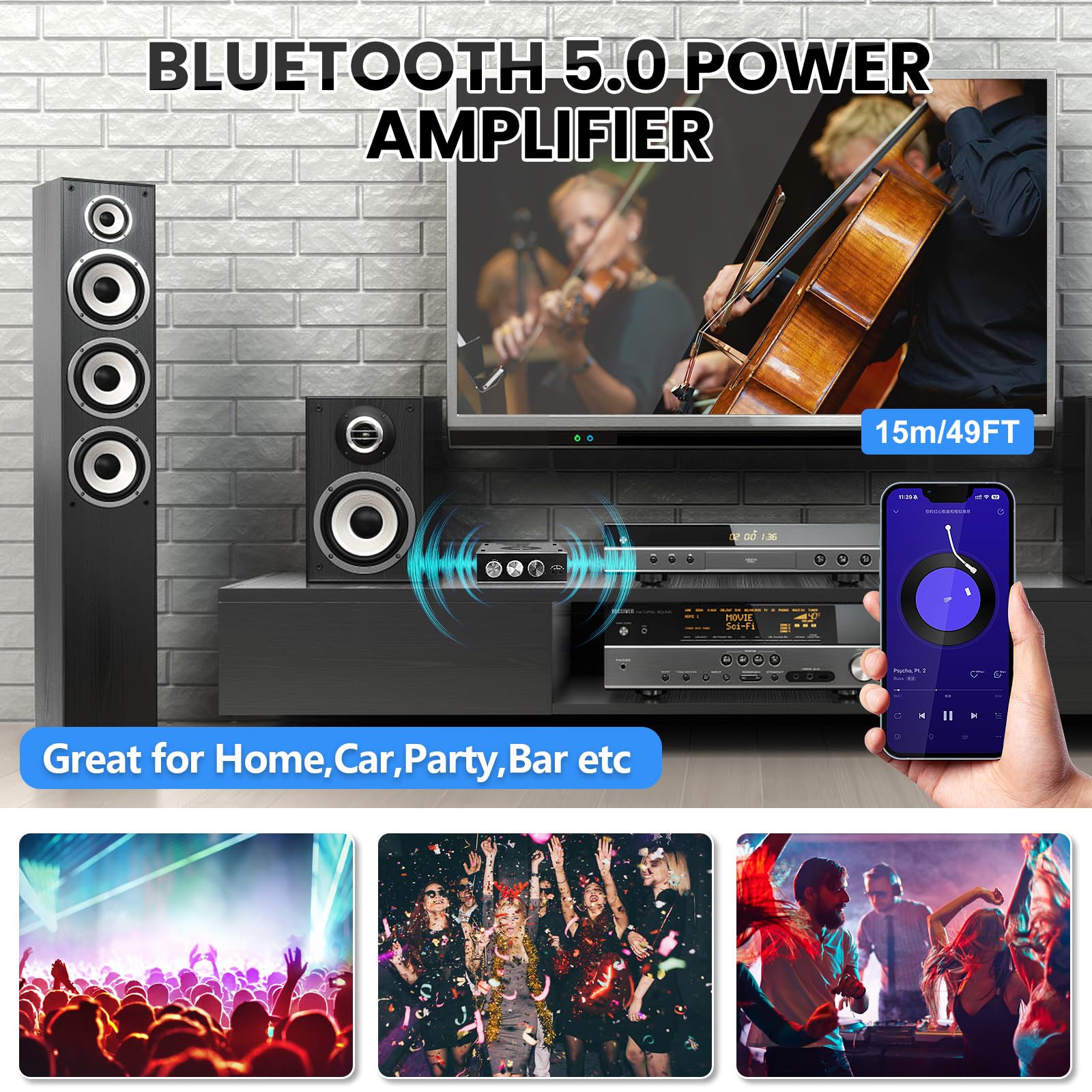 Audio Amplifier Board, Zk-1602T Bluetooth 5.0 Power Amp For Home Speakers 2.0 Channel 160W+160W Stereo Mini Amplifier Module Tda