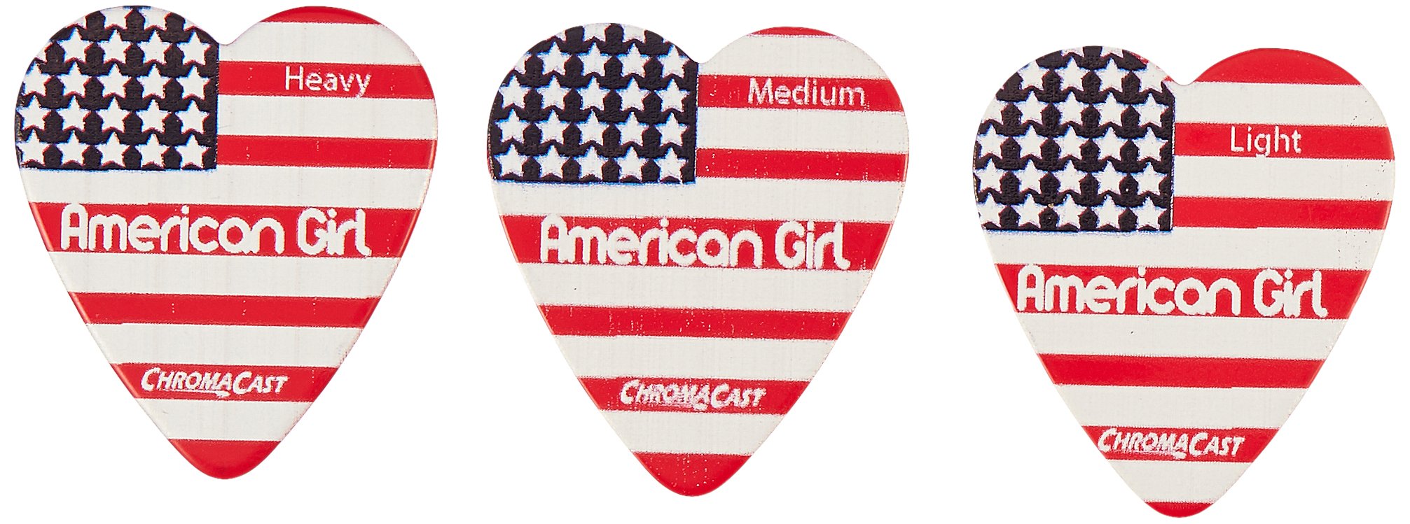 ChromaCast CC-HS-AG-12-PACKAmerican Girl Heart Shaped Pick - 12-Pack in Light, Medium and Heavy Gauge