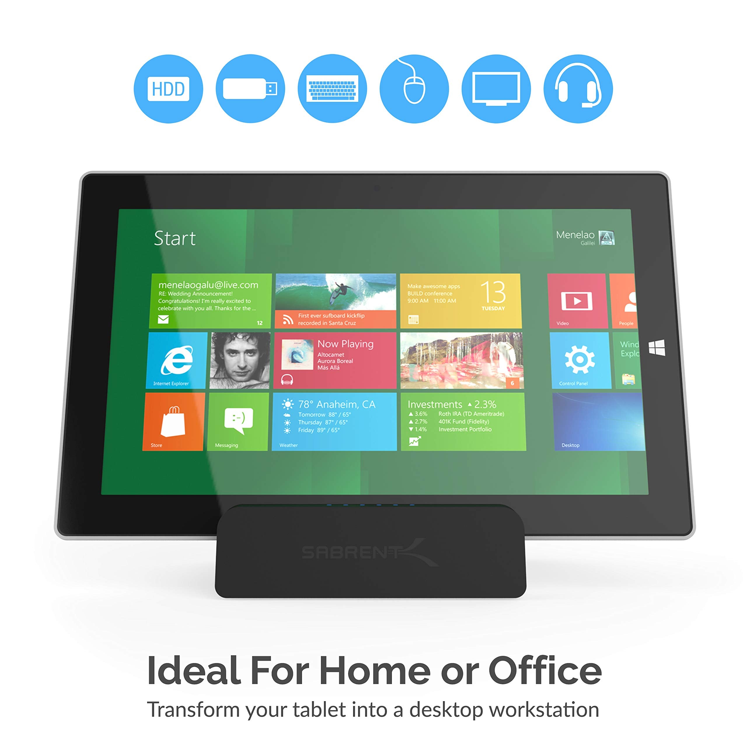 Sabrent Universal Docking Station With Stand For Tablets And Notebooks Supports Pc (Ds Rica)