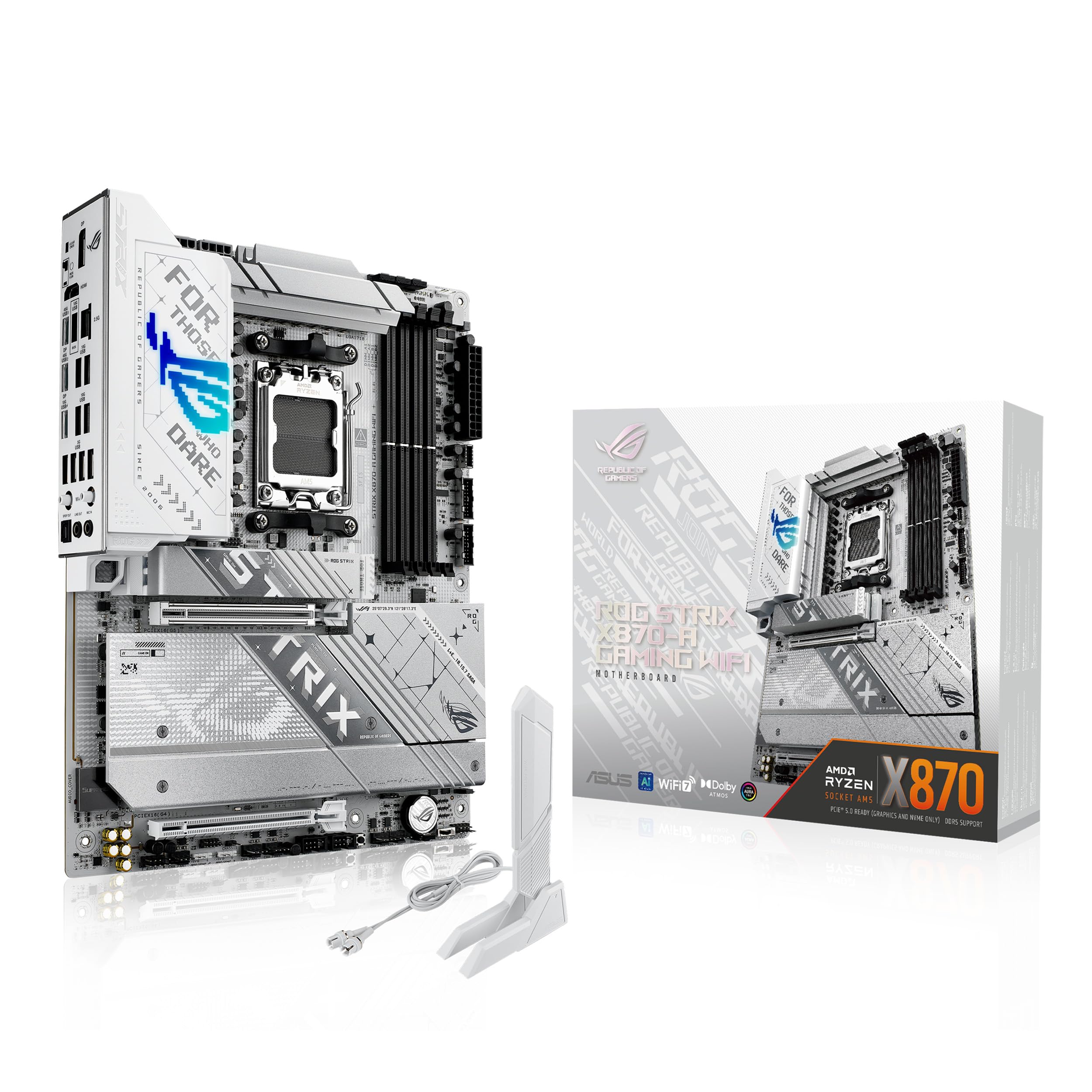 Asus Rog Strix X870 A Gaming Wifi Amd Am5 X870 Atx Motherboard 16+2+2 Power Stages, Dynamic Oc Switcher, Core Flex, Ddr5 Aemp, W