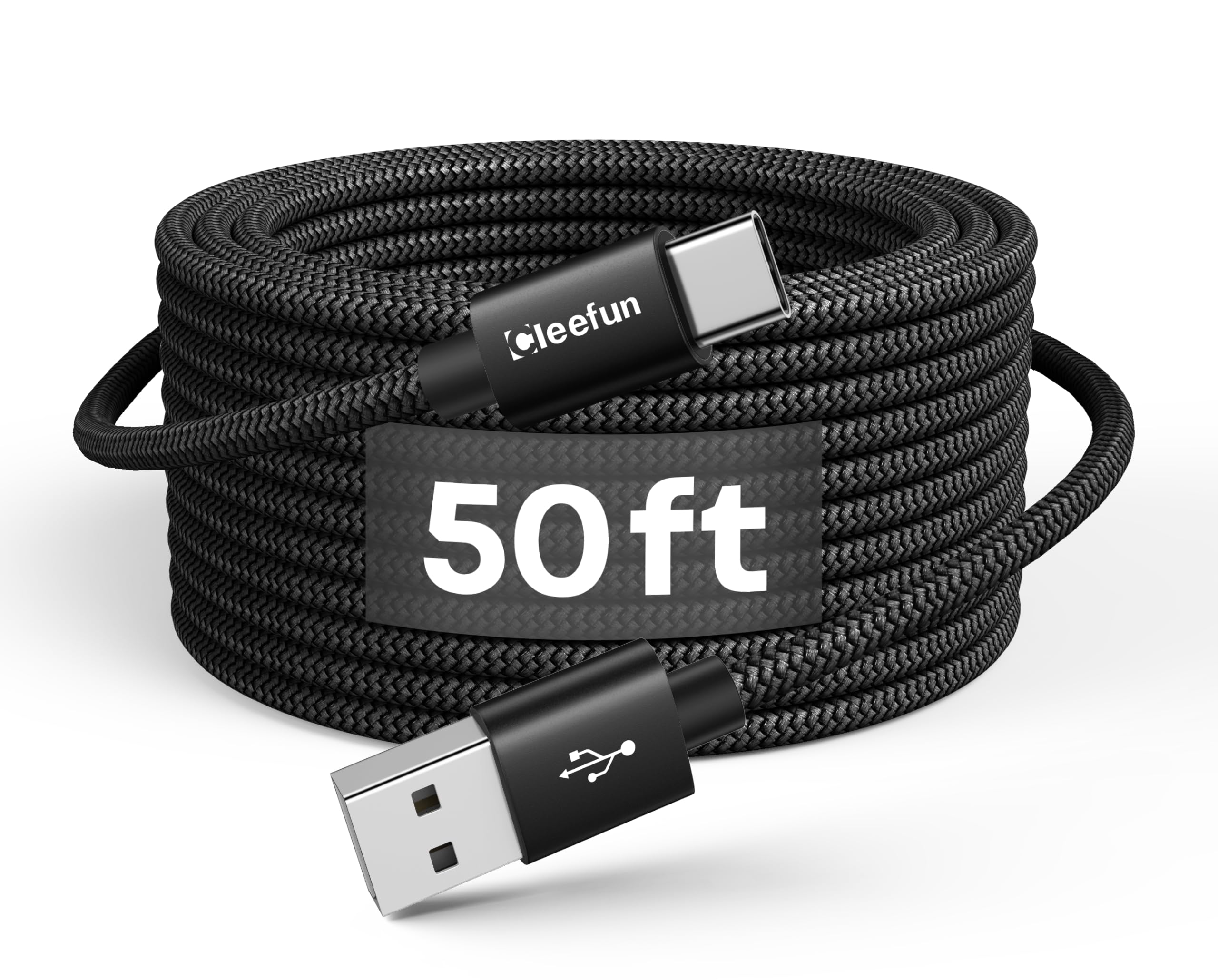 CLEEFUN Long USB C Cable 50ft, USB to USBC Charging Cable Type C Charger