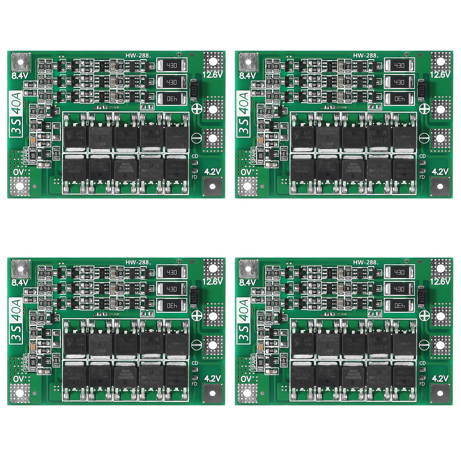 Qccan 3S 40A 12.6V Li Ion Lithium Battery Protection Board Pcb Bms Charger Protection Circuit For Drill Motor (3S 40A)