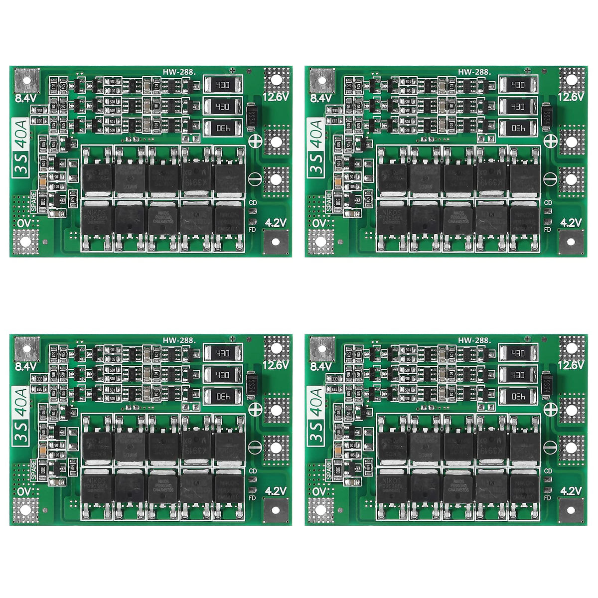 Qccan 3S 40A 12.6V Li Ion Lithium Battery Protection Board Pcb Bms Charger Protection Circuit For Drill Motor (3S 40A)