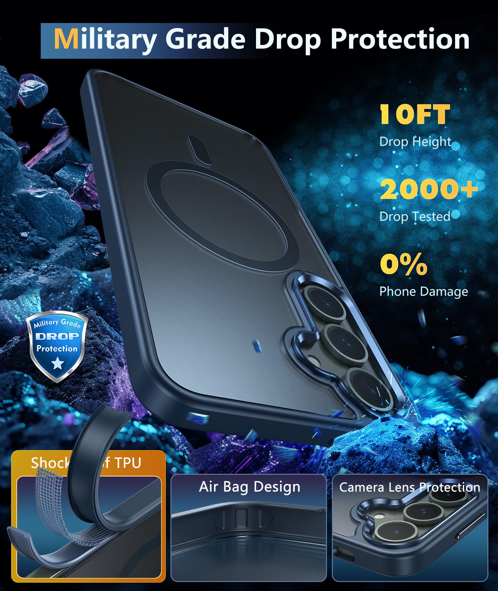 Fntcase For Samsung Galaxy S24 Plus Case: Magnetic Matte Slim Protective Shockproof Cell Phone Cover With Strong Magnet | Rugged