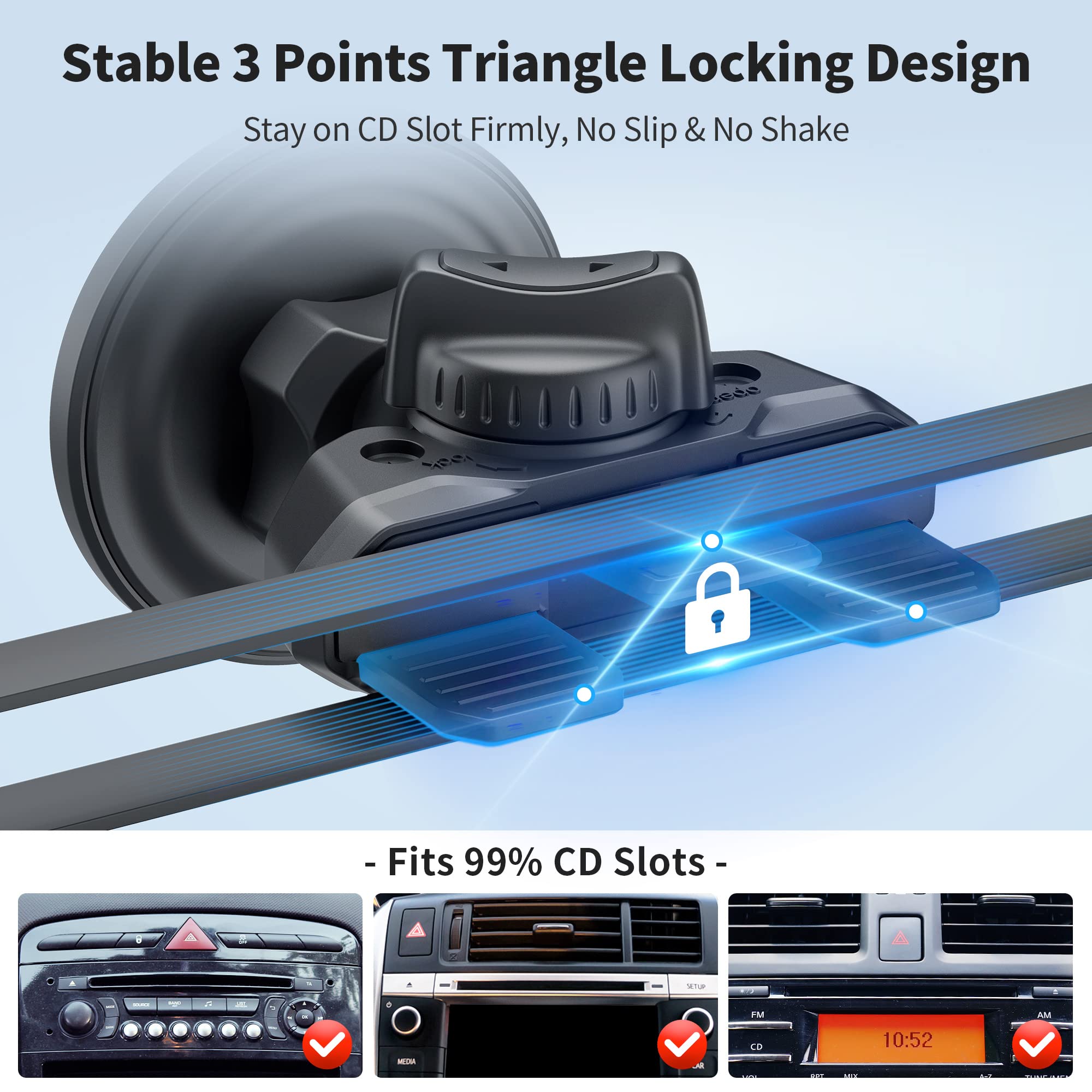 Profezzion Cd Slot & Vent Clip Combo Magnetic Phone Holder Compatible With Magsafe On Car Cd Player Slot Or Air Vent For Iphone