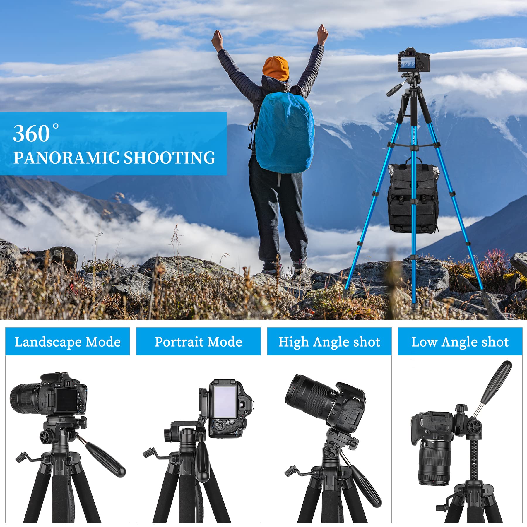 Joilcan Tripod Camera Tripods, 74'' Tripod For Camera Cell Phone Video Recording, Heavy Duty Tall Camera Tripod Stand, Professio