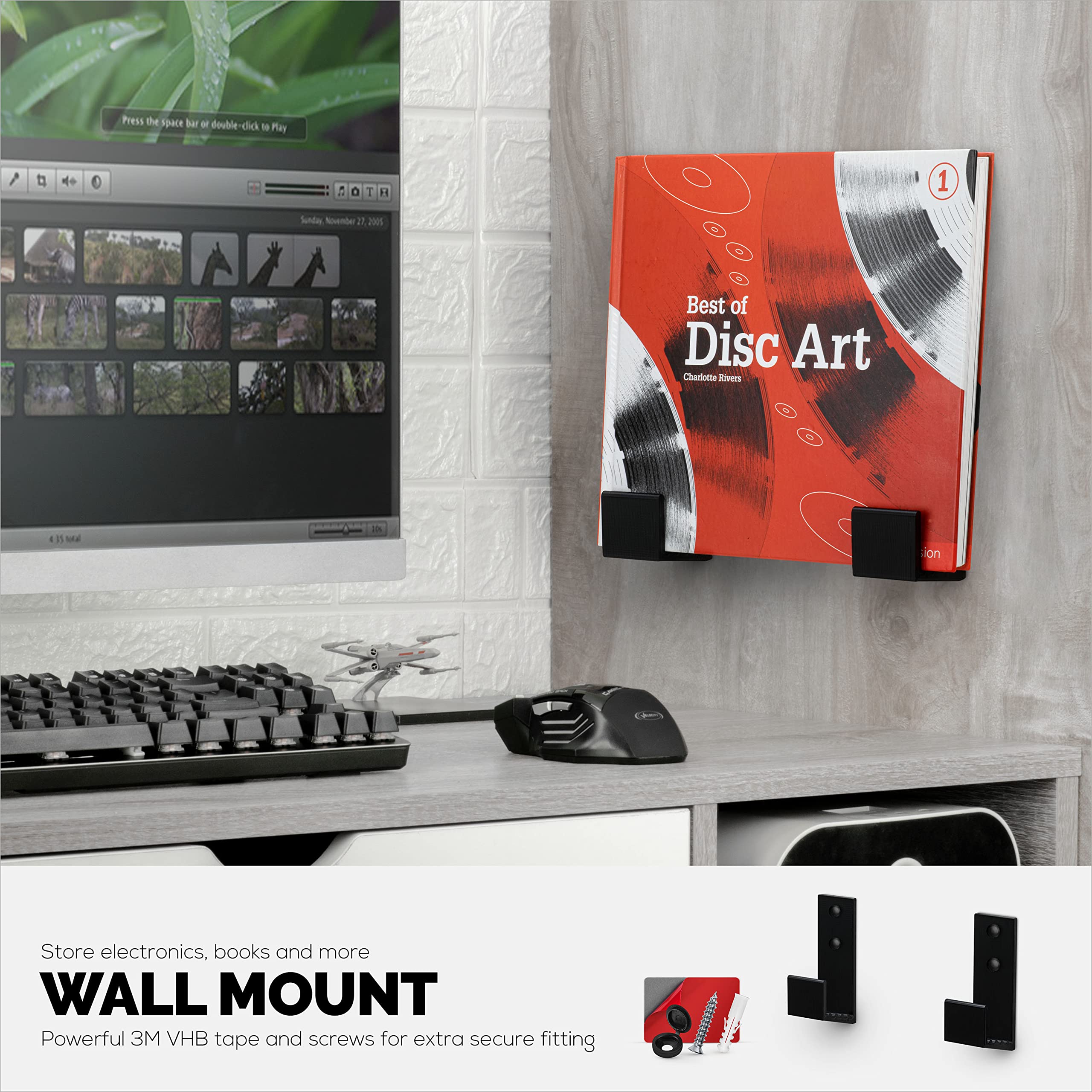 Brainwavz 1.5'' Cable Box Wall Mount Hanger Holder, For Routers, Laptops, Modem, Mesh Wifi, Apple Tv, Network Switch & More, For