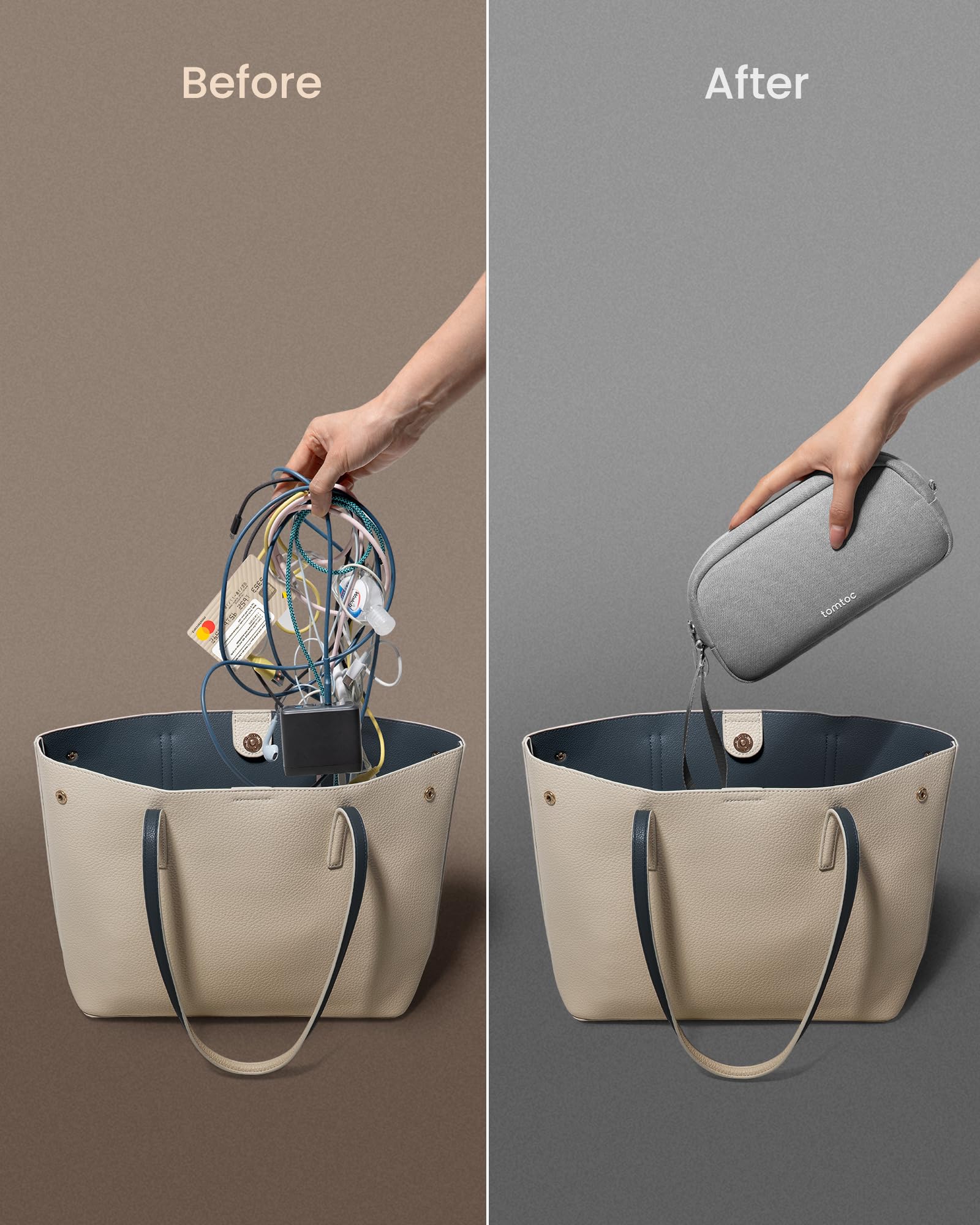 Tomtoc Electronics Organizer Travel Case, Water Resistant Travel Bag Cable Organizer For Essentials, Tech Pouch Accessories Carr