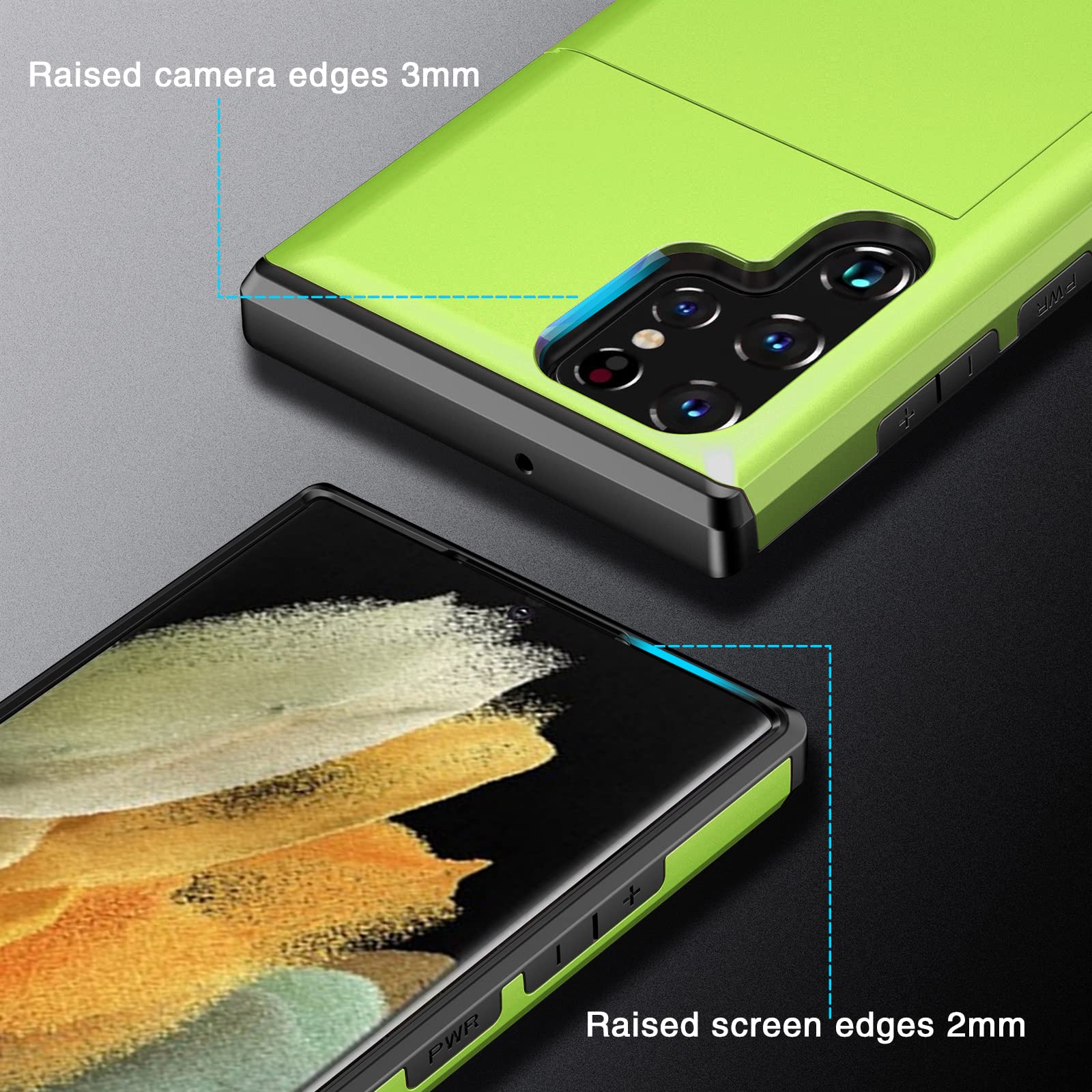 Benbenjaytek Samsung Galaxy S23 Ultra Card Holder Phone Case Dual Layer Protective Light Green