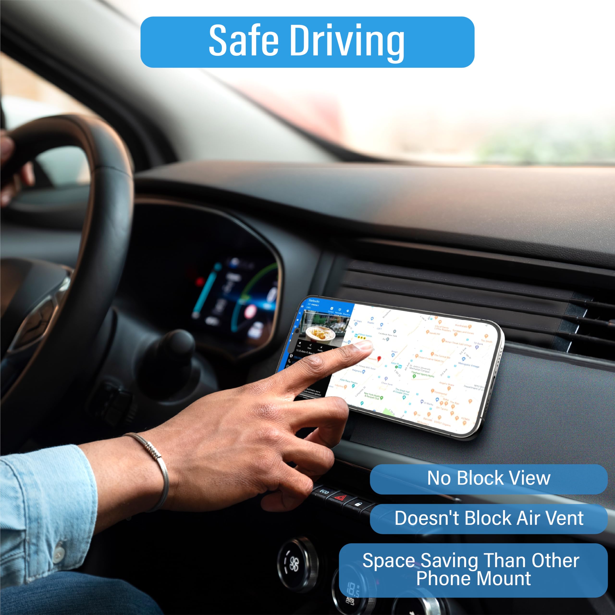 Tt&C 2-Pack Magnetic Phone Mount For Car, [ Magnet N52 8Pcs ] [ Super Strong Magnet ] [ 4 Metal Plates ] Phone Holder For Car, F