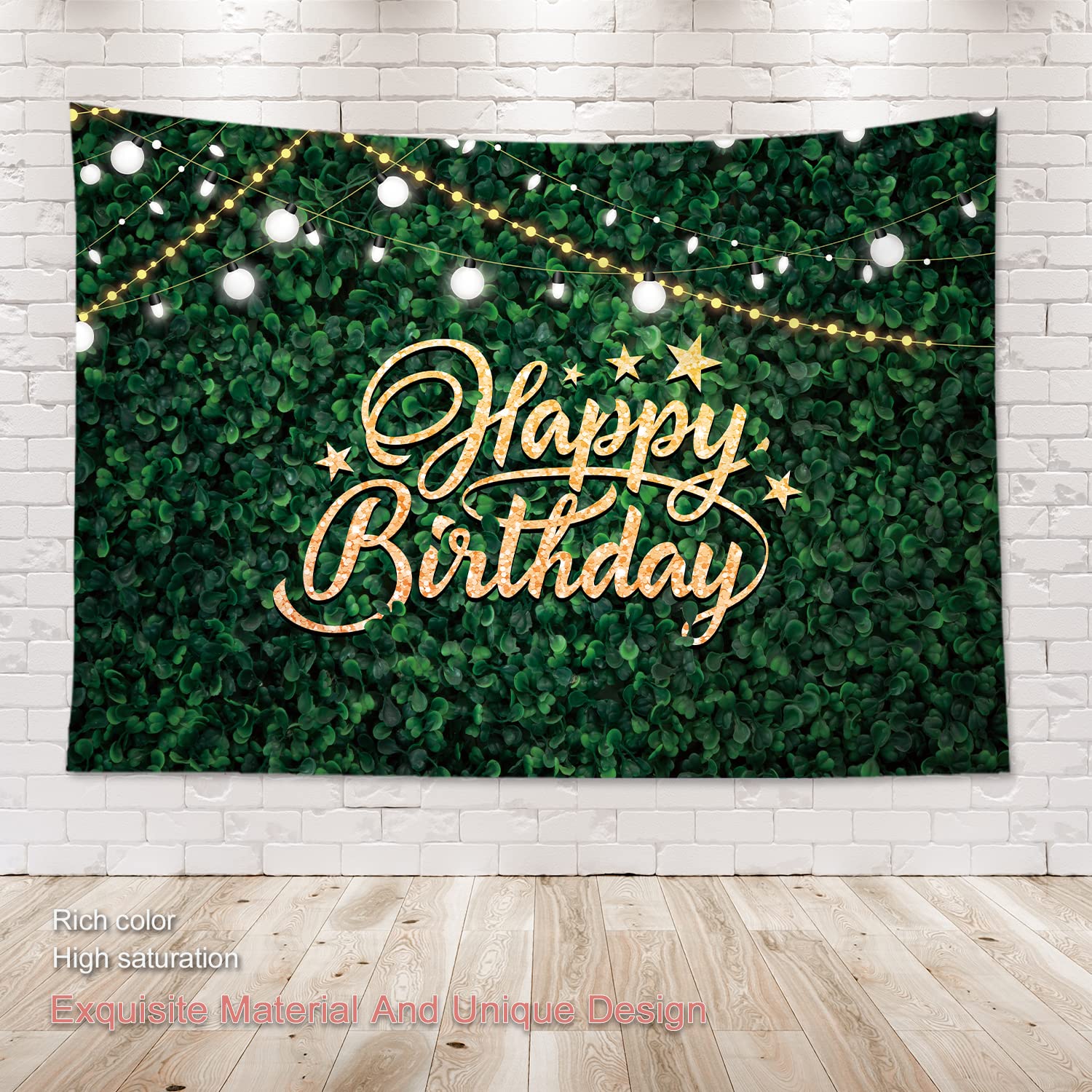 Omifly Green Grass Happy Birthday Backdrop 7X5Ft Greenery Leaves Safari Rustic Photography Wall For Women Spring Newborn Olive G