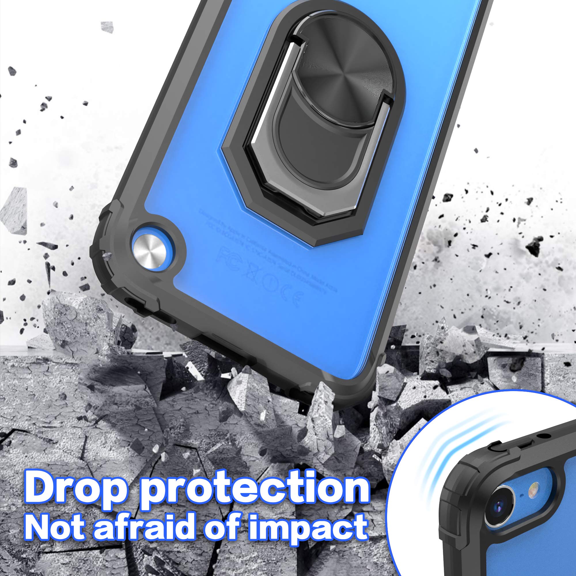 Idystar For Ipod Touch Case Clear With Kickstand,For Ipod Touch 7 Case With 2 Hd Screen Protectors,Clear Crystal Case With Built