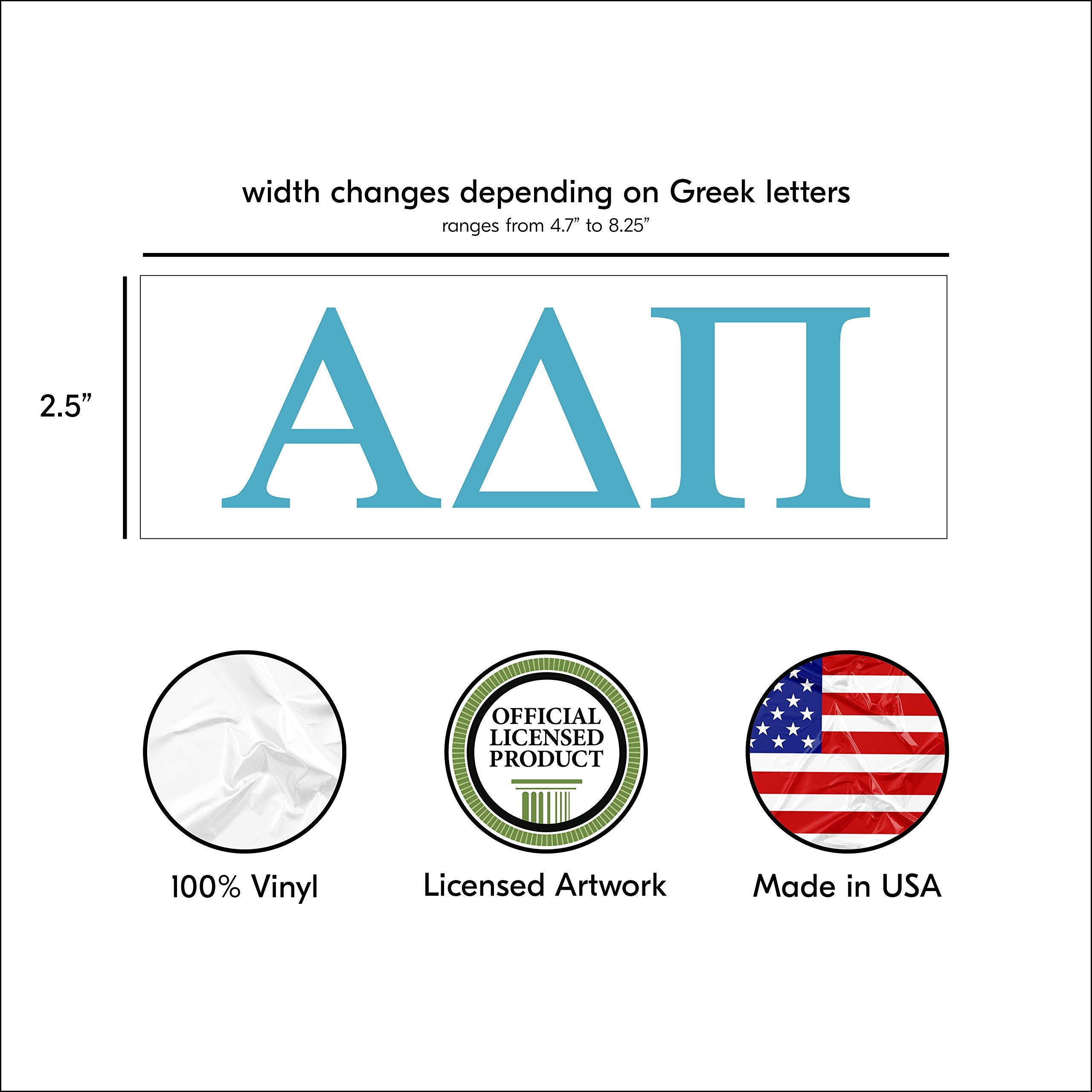 Pro Graphx Alpha Delta Pi Greek Sorority Sticker Decal, 2.5 Inches Tall, Sky Blue