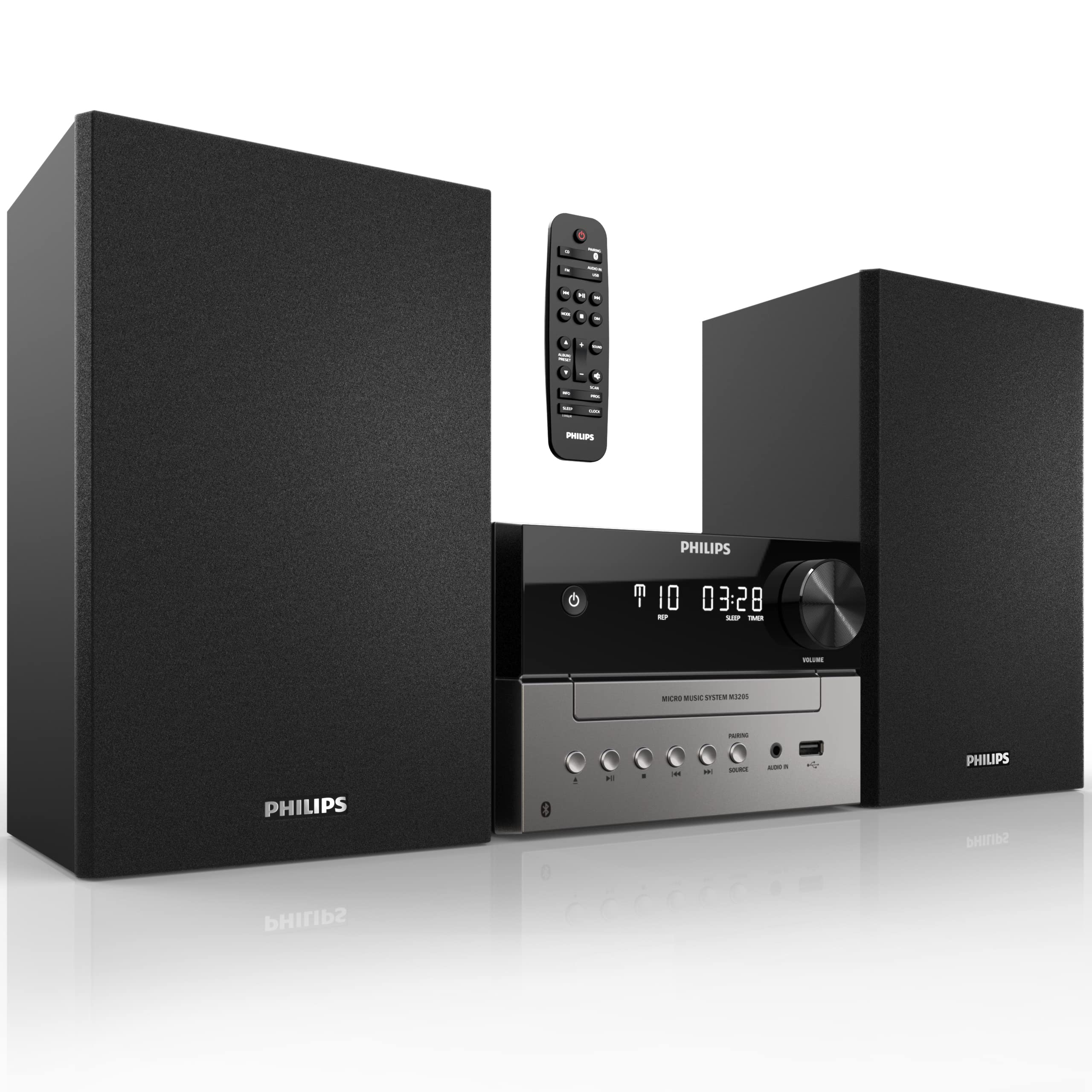 Philips Bluetooth Stereo System For Home With Cd Player, Wireless Streaming, Mp3, Usb, Audio In, Fm Radio, 15W, Micro Music Soun