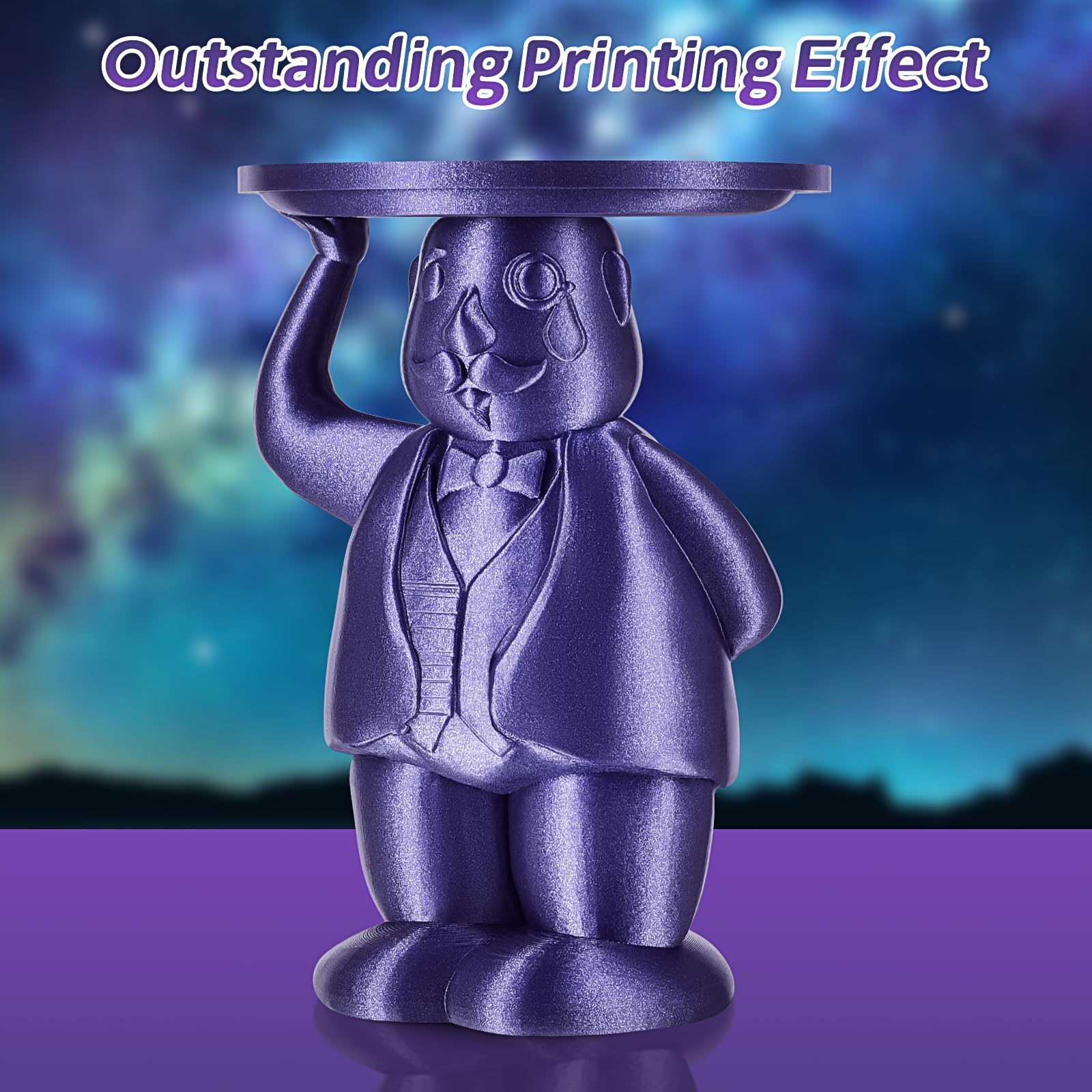 Eryone Glitter Pla Filament For 3D Printer, 1.75Mm +/-0.03Mm, 1Kg(2.2Lbs)/Spool, Sparkle Purple