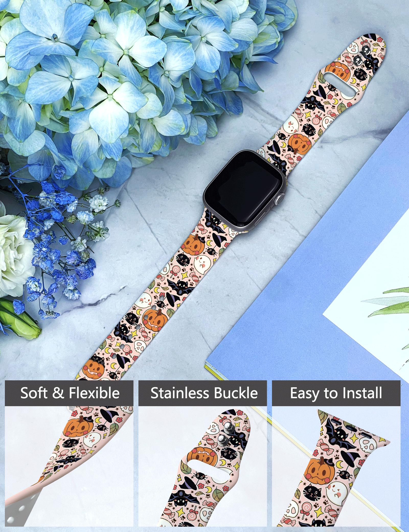 Toxxu Halloween Pumpkins Watch Band Compatible With Apple Watch 38Mm 40Mm 41Mm 42Mm 44Mm 45Mm 49Mm For Women Men, Stylish Funny