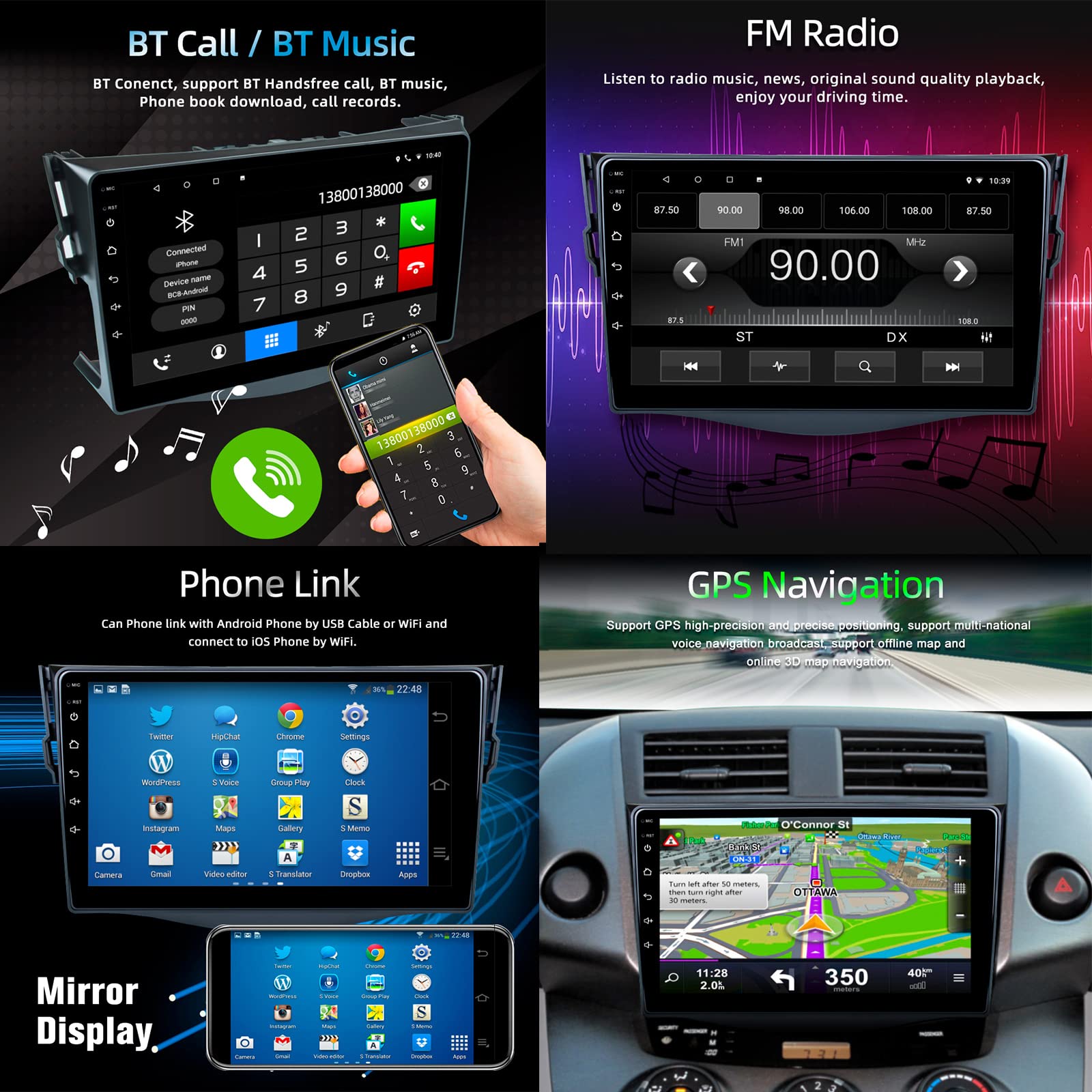 Car Radio For Toyota Rav4 2005 2013, 9 Inch Ips Android 11 Touch Screen Car Stereo With Apple Carplay And Android Auto, Support