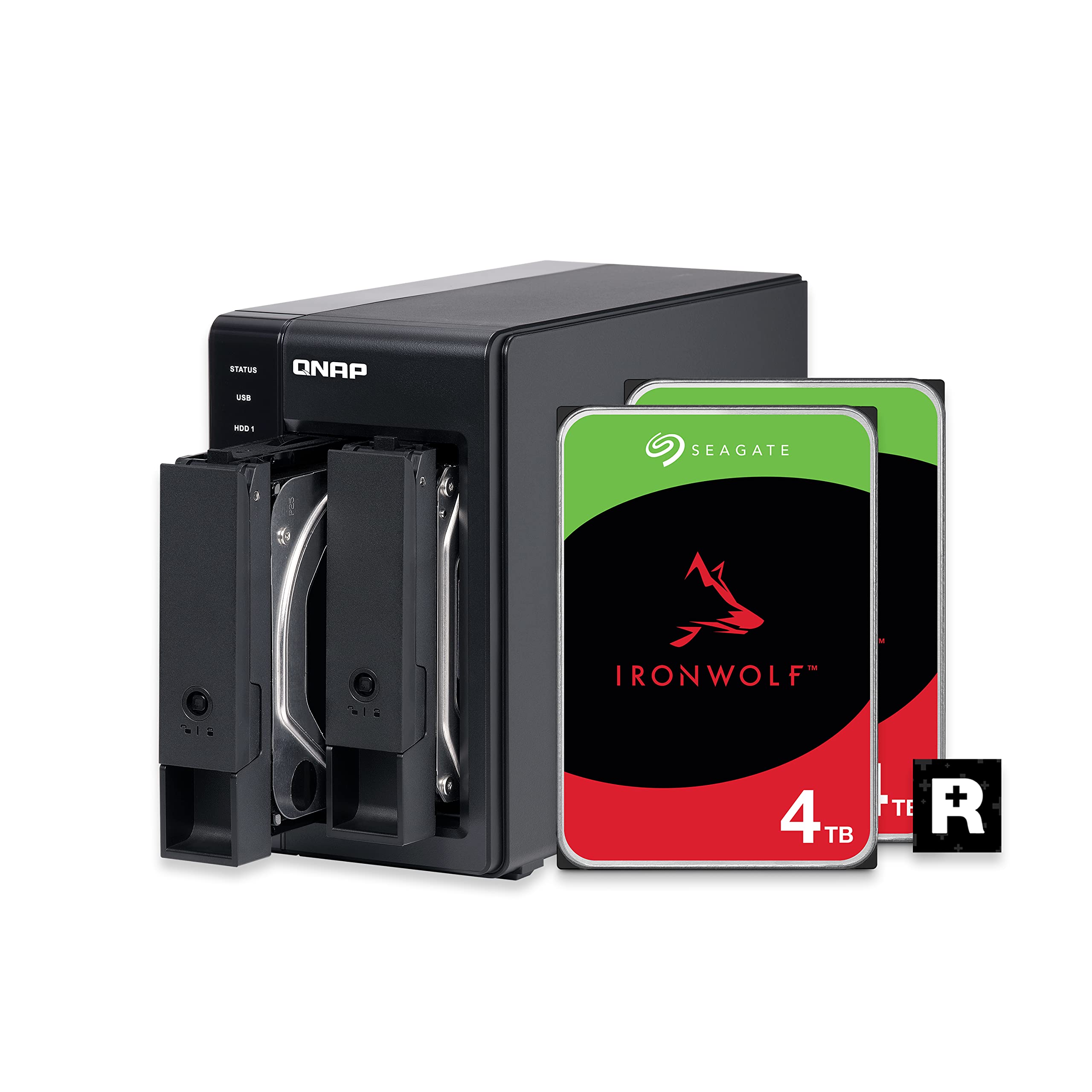 Qnap 2 Bay Das With 4Tb Storage Capacity, Usb 3.2 Gen 2 Type C, Preconfigured Raid 1 Seagate Ironwolf Hdd Bundle (Tr 002 24St Us