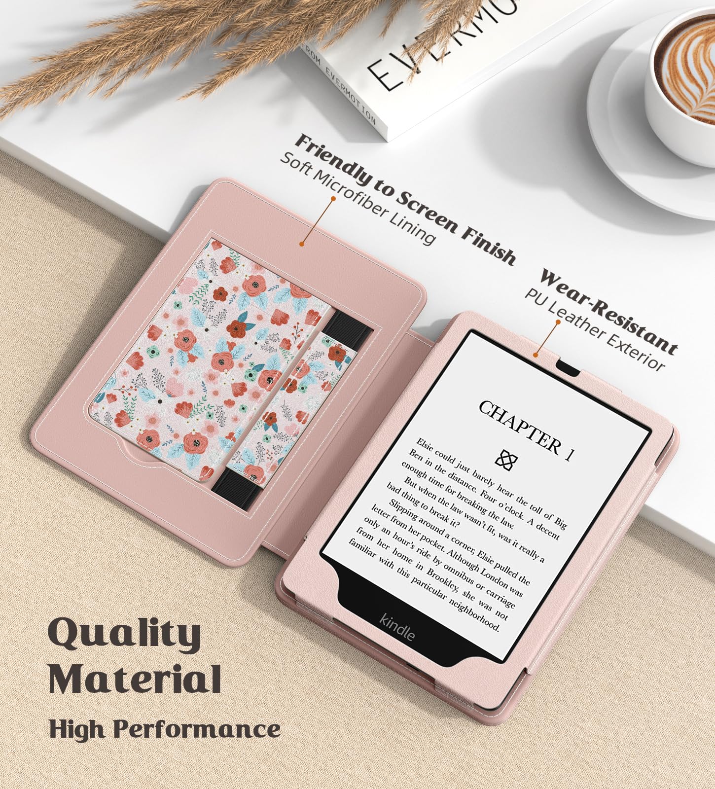 MoKo Case for 7'/6.8' Kindle Paperwhite(12th/11th Generation 2024/2021) and Kindle Colorsoft Signature Edition, Slim PU Shell Cover Case with Auto Wake/Sleep for Kindle Paperwhite 2024, Spring Pink