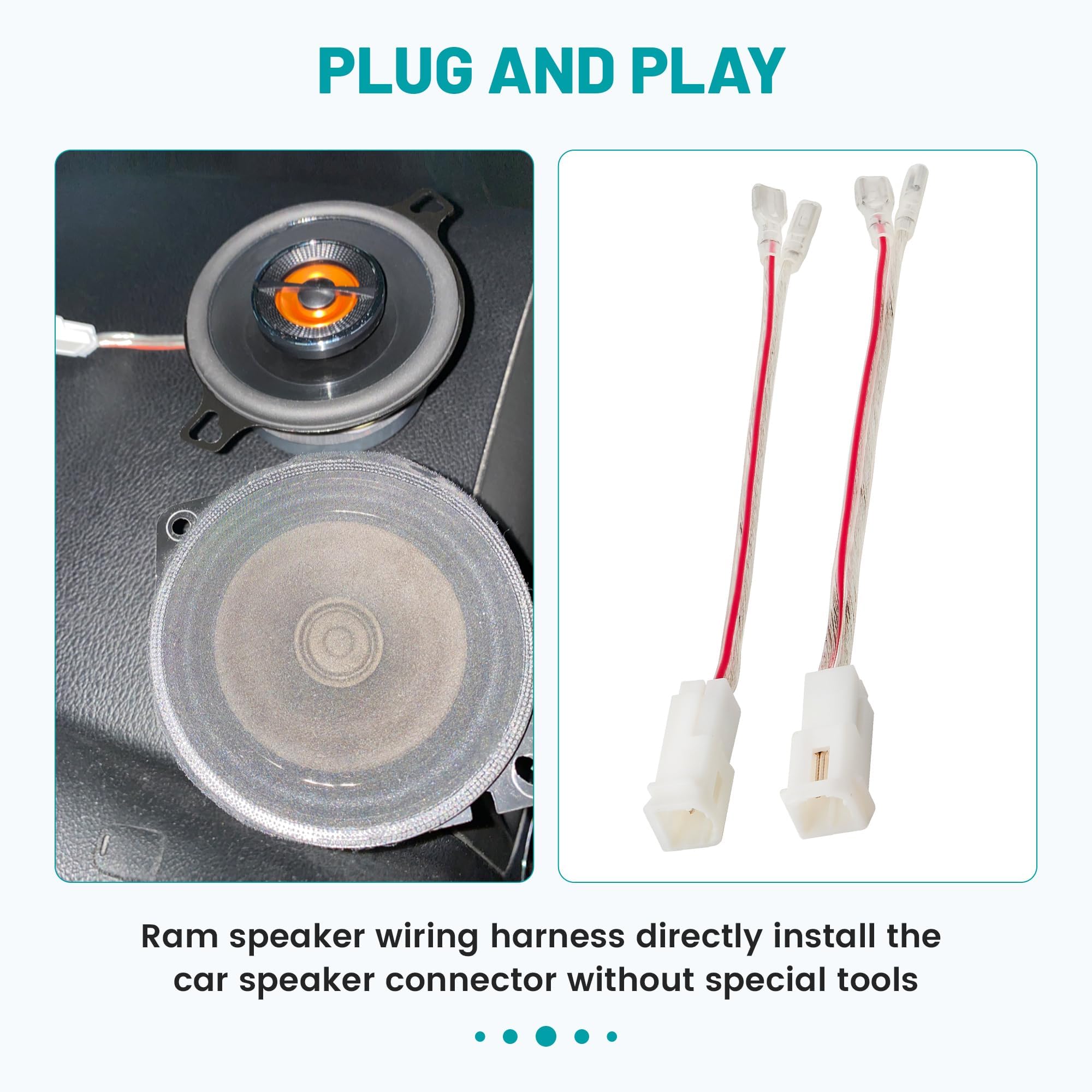 Nuith Front Dash Tweeters Speaker Harness For Select 2005 2022 Dodge/Jeep/Chrysler Aftermarket Dash Tweeters Audio Cable Connect