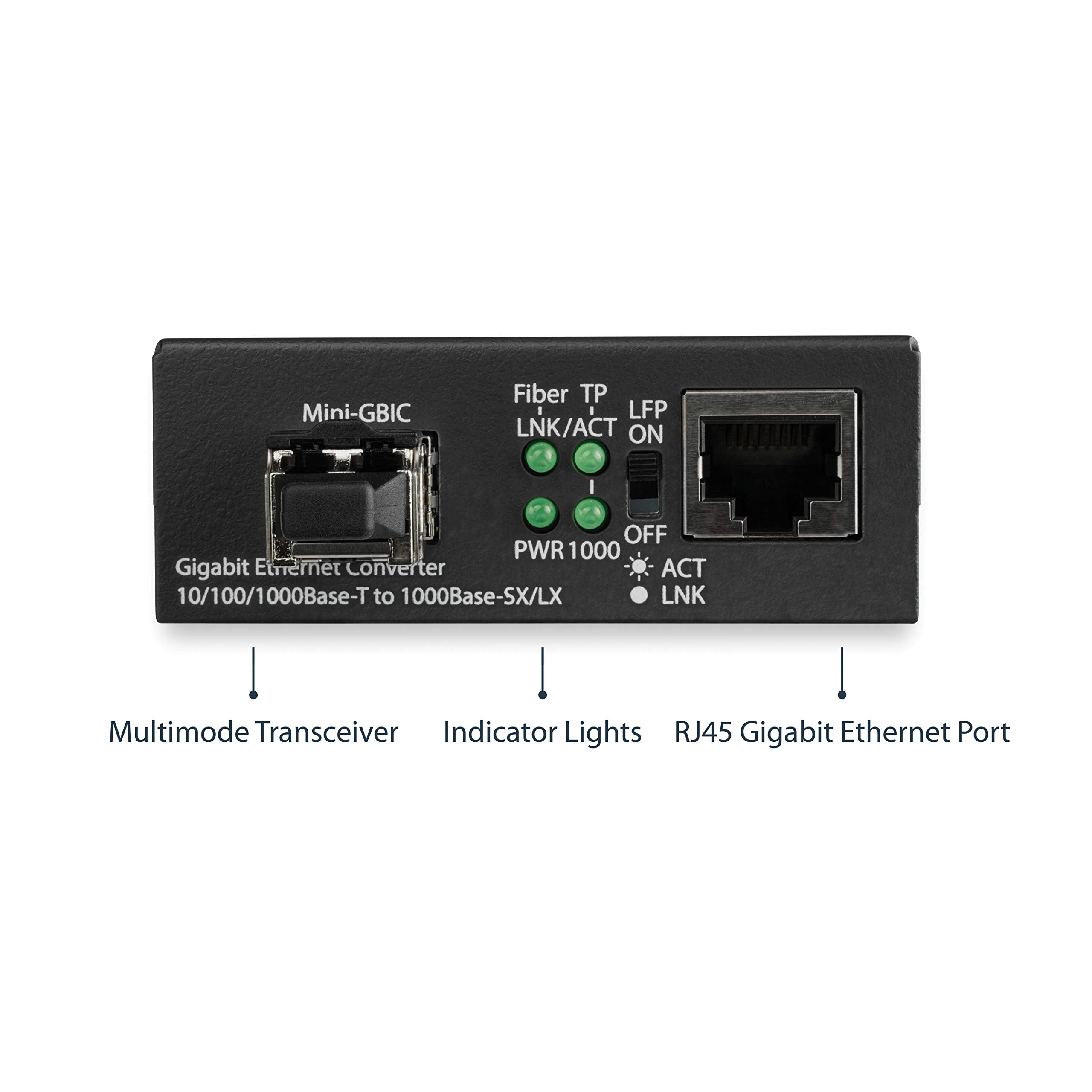 Startech.Com Multimode (Mm) Lc Fiber Media Converter For 10/100/1000 Network   550M   Gigabit Ethernet   850Nm   With Sfp Transc