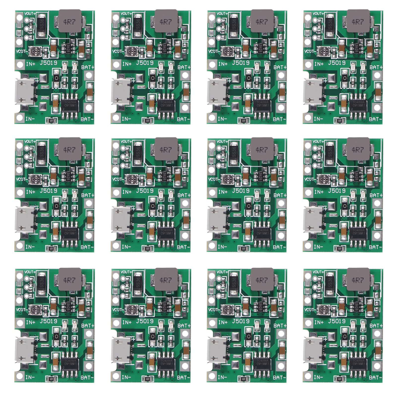Aitrip 12Pcs 2A Usb 18650 Lithium Li Ion Battery Charger Module Boost 3.7V To 5V 9V 12V Adjustable Dc Dc Step Up Boost Module Tp