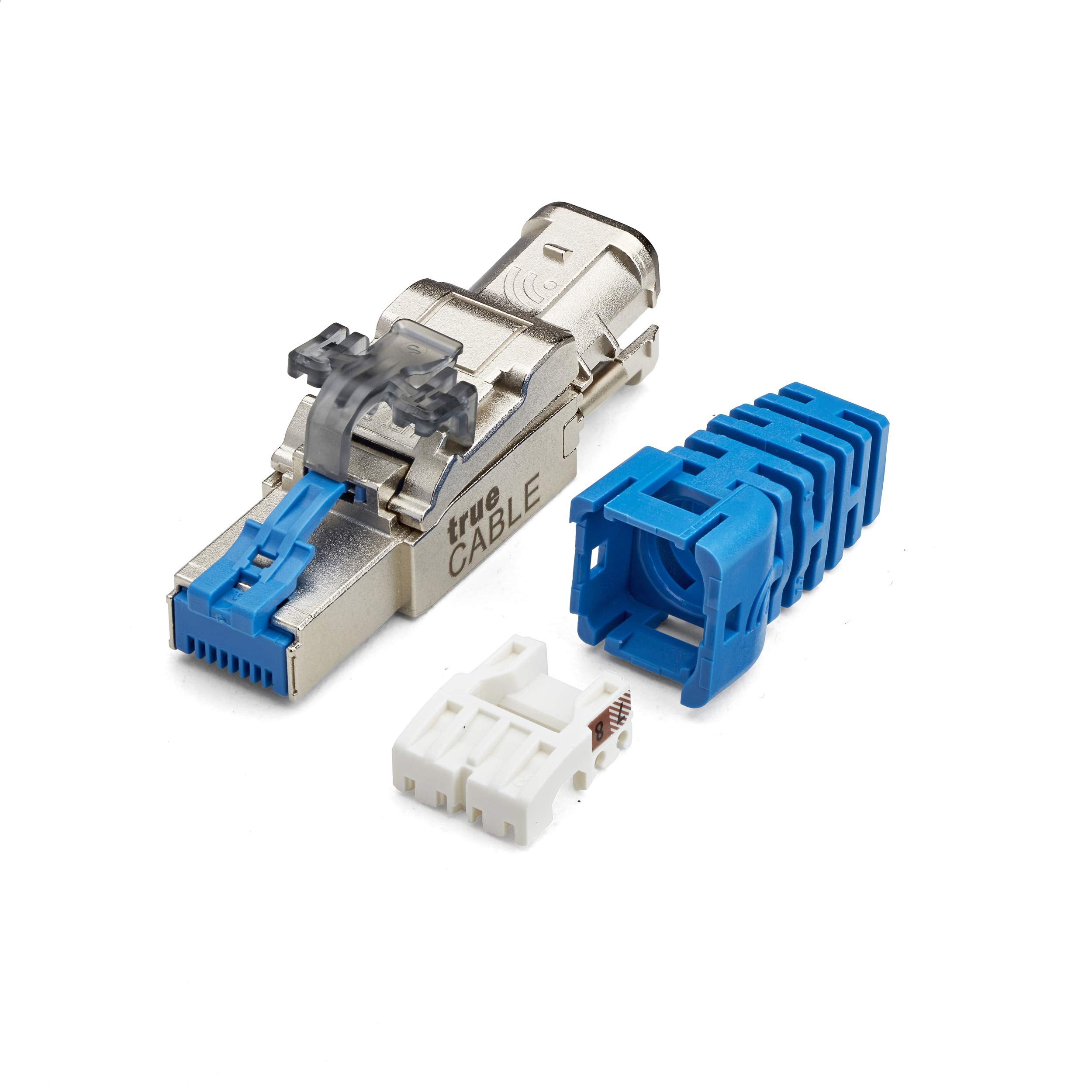 Truecable Cat6A Toolless Field Termination Plug, Shielded (Stp), Poe++ (4Ppoe), Taa Compliant, Ansi/Tia & Iso/Iec Certified, Ce Listed, Modular Rj45 Male Connector, 2 Pack