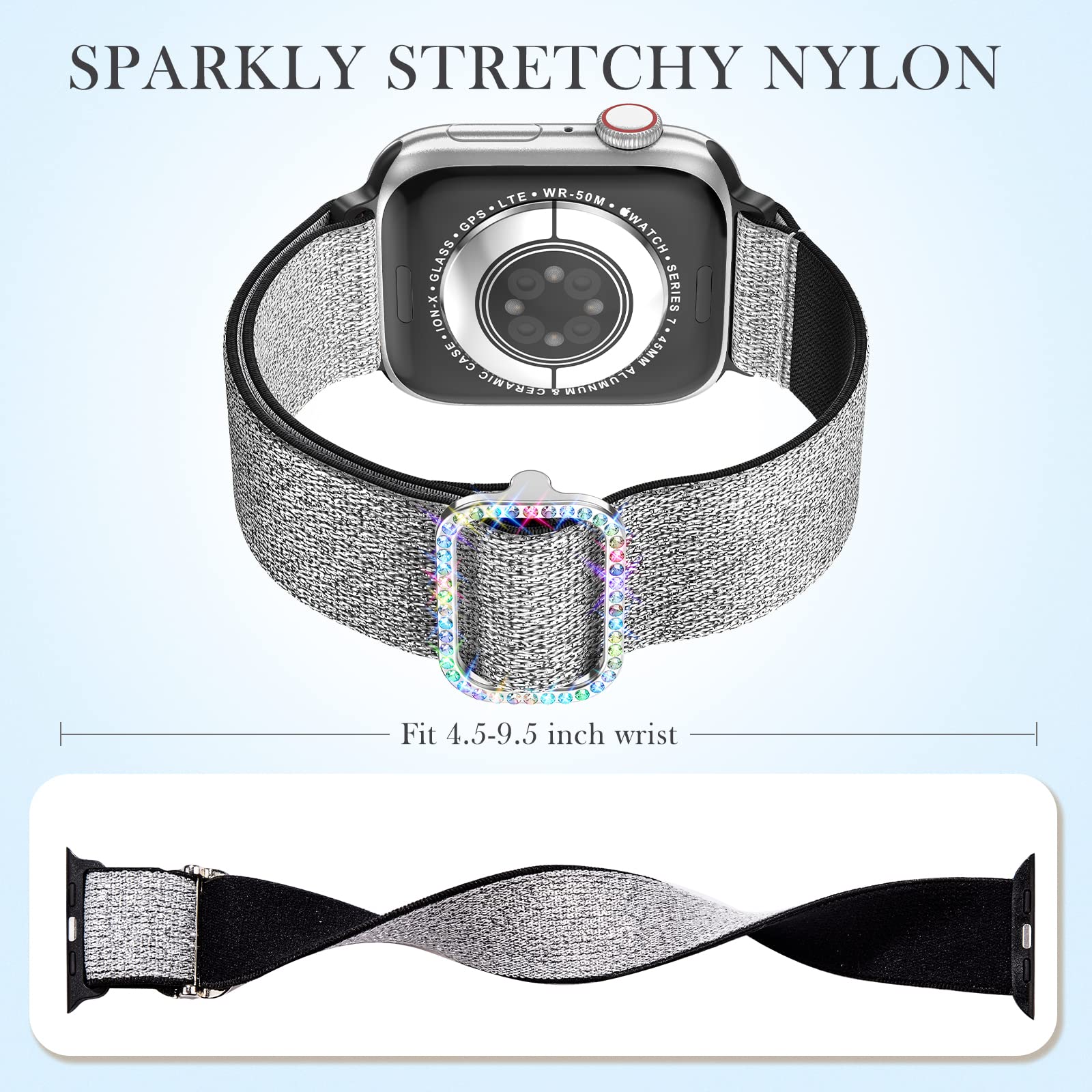 Letoid Stretchy Band Design For Apple Watch 38Mm 40Mm 41Mm 42Mm 44Mm 45Mm 49Mm, 3 Pack Elastic Nylon Strap Women Replacement Spo