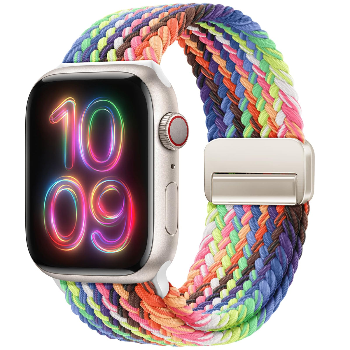 Omecky Magnetic Braided Solo Loop Band Compatible With Apple Watch Series 10 42Mm 9 8 7 6 5 4 40Mm 41Mm For Women Men, Stretchy