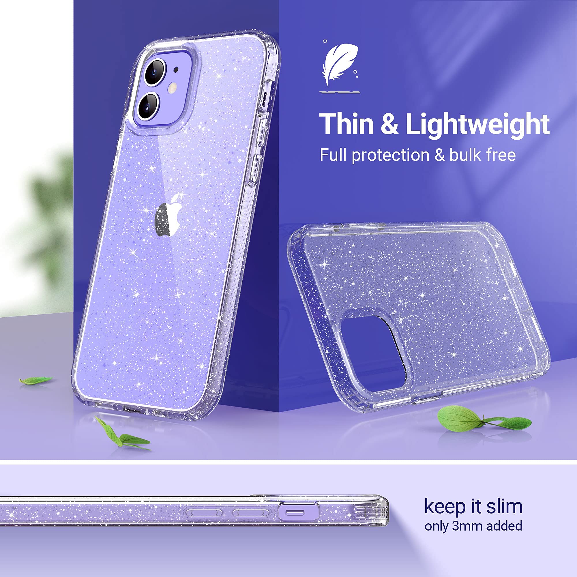 Ulak Compatible With Iphone 12 Case Clear Glitter, Iphone 12 Pro Cover Sparkle Bling Soft Tpu Women Girls Shockproof Protective